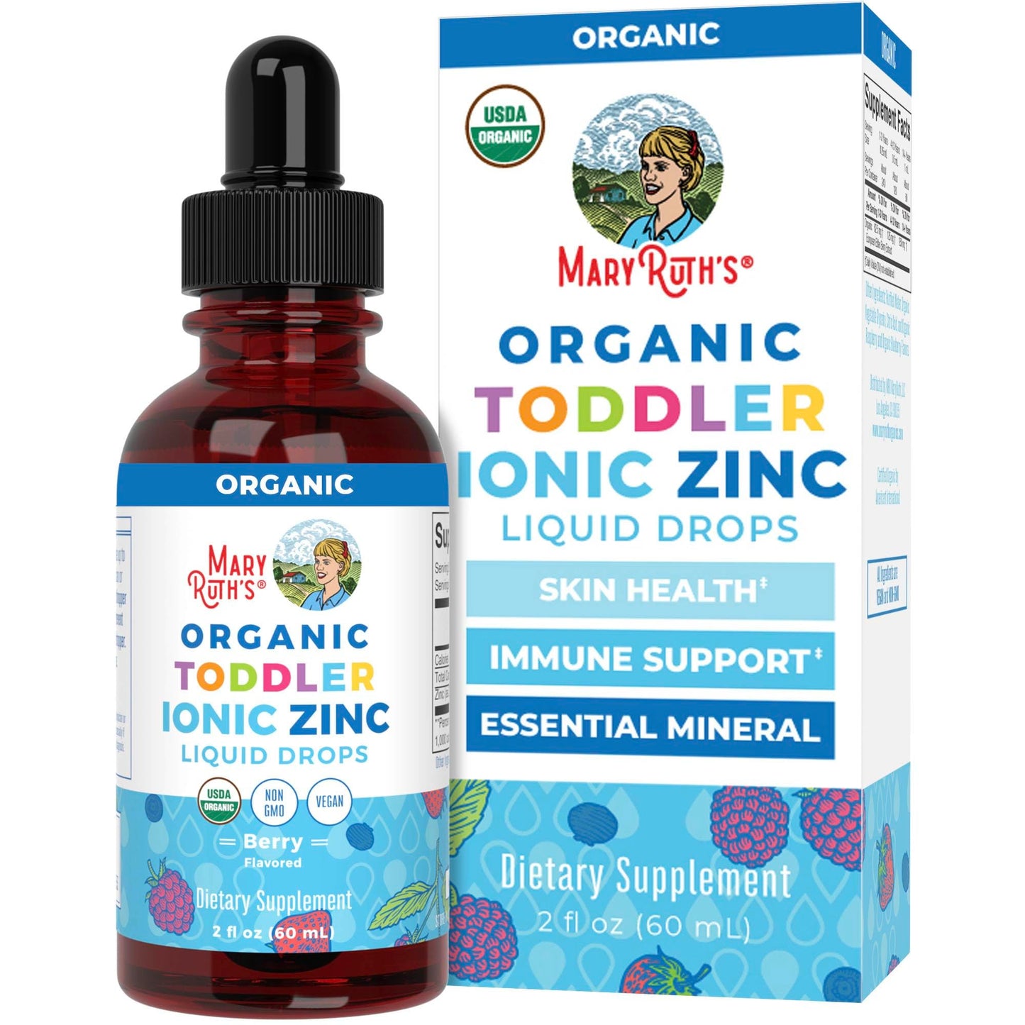 MaryRuth Organics USDA Toddler Liquid Drops | Zinc Sulfate | Immune Support Supplement| Skin Health | Vegan | Formulated for Ages 1-3 | Delicious Berry Flavor | 1 Month Supply | 2 Fl Oz MARYRUTH'SUS supplements