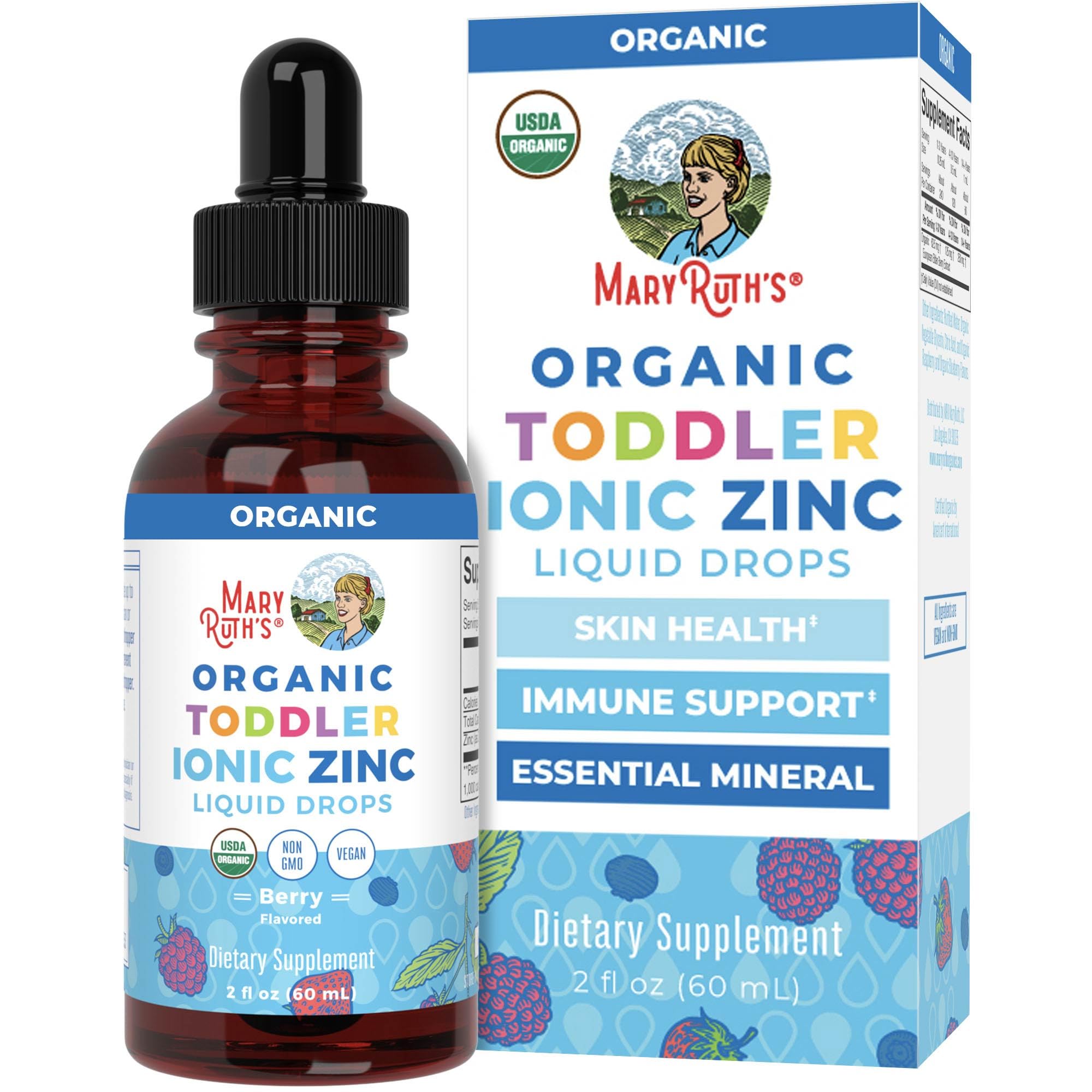MaryRuth Organics USDA Toddler Liquid Drops | Zinc Sulfate | Immune Support Supplement| Skin Health | Vegan | Formulated for Ages 1-3 | Delicious Berry Flavor | 1 Month Supply | 2 Fl Oz MARYRUTH'SUS supplements