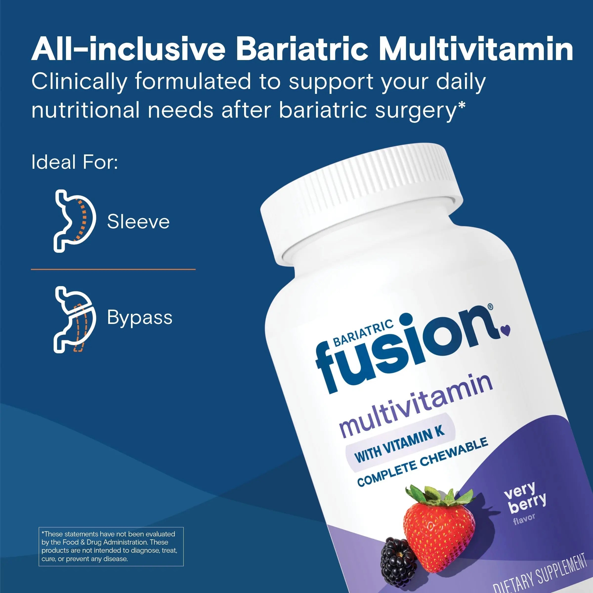 Bariatric Fusion Very Berry Complete Chewable Bariatric Multivitamin with Iron and Vitamin K for Bariatric Surgery Patients Including Bariatric FusionAu supplements