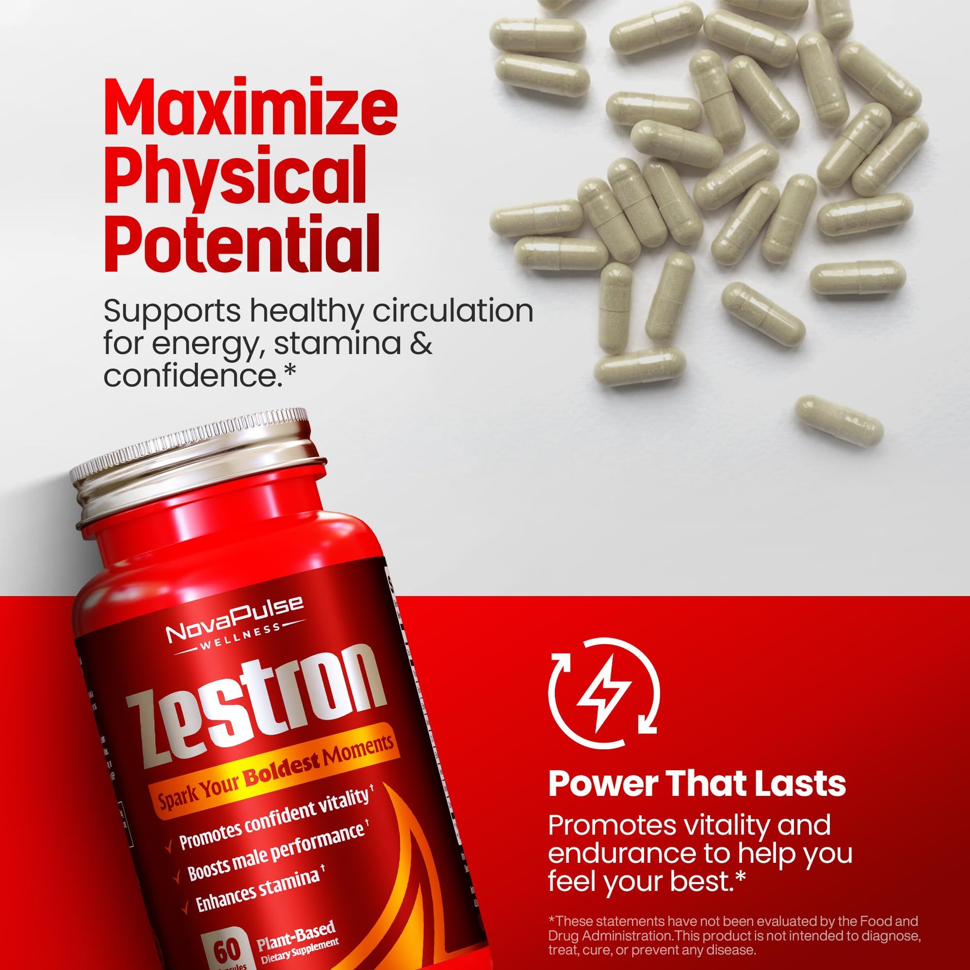 Male Enhancing Supplement Fast Acting Enlargement Pills for Men - Enhanced Size, Drive, Blood Flow, Libido, Testosterone Booster, Strength, Endurance - Boost Performance & Confidence - 60 Capsules NovaPulse WellnessAu supplements