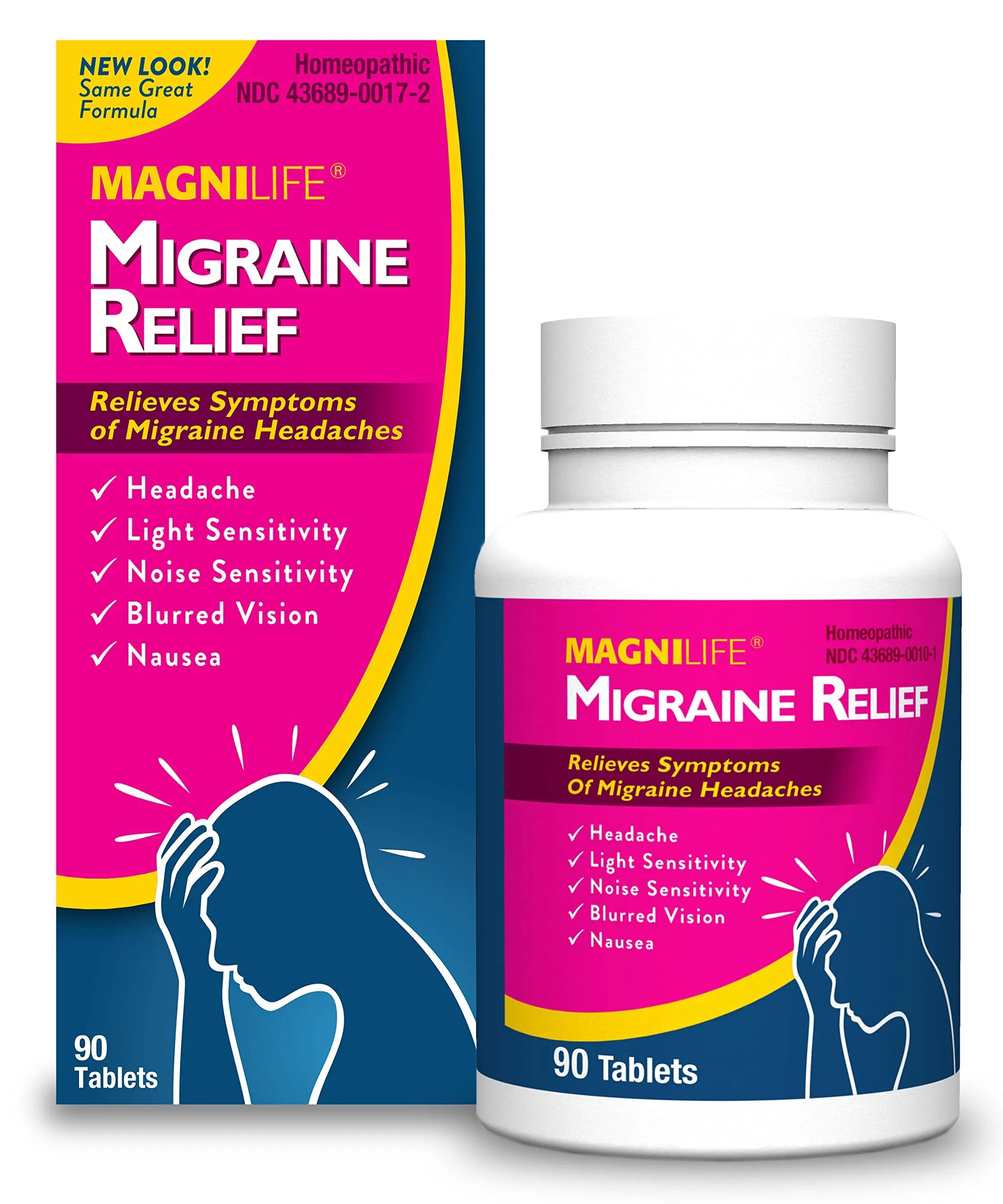 MagniLife Migraine Relief, Non-Habit Forming, 90 Homeopathic Tablets, Migraine Medicine for Light & Sound Sensitivity, Nausea, Blurred Vision & Pressure, Quick-Dissolve Headache Pain Relief MagniLifeAu supplements