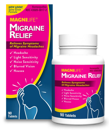 MagniLife Migraine Relief, Non-Habit Forming, 90 Homeopathic Tablets, Migraine Medicine for Light & Sound Sensitivity, Nausea, Blurred Vision & Pressure, Quick-Dissolve Headache Pain Relief MagniLifeAu supplements