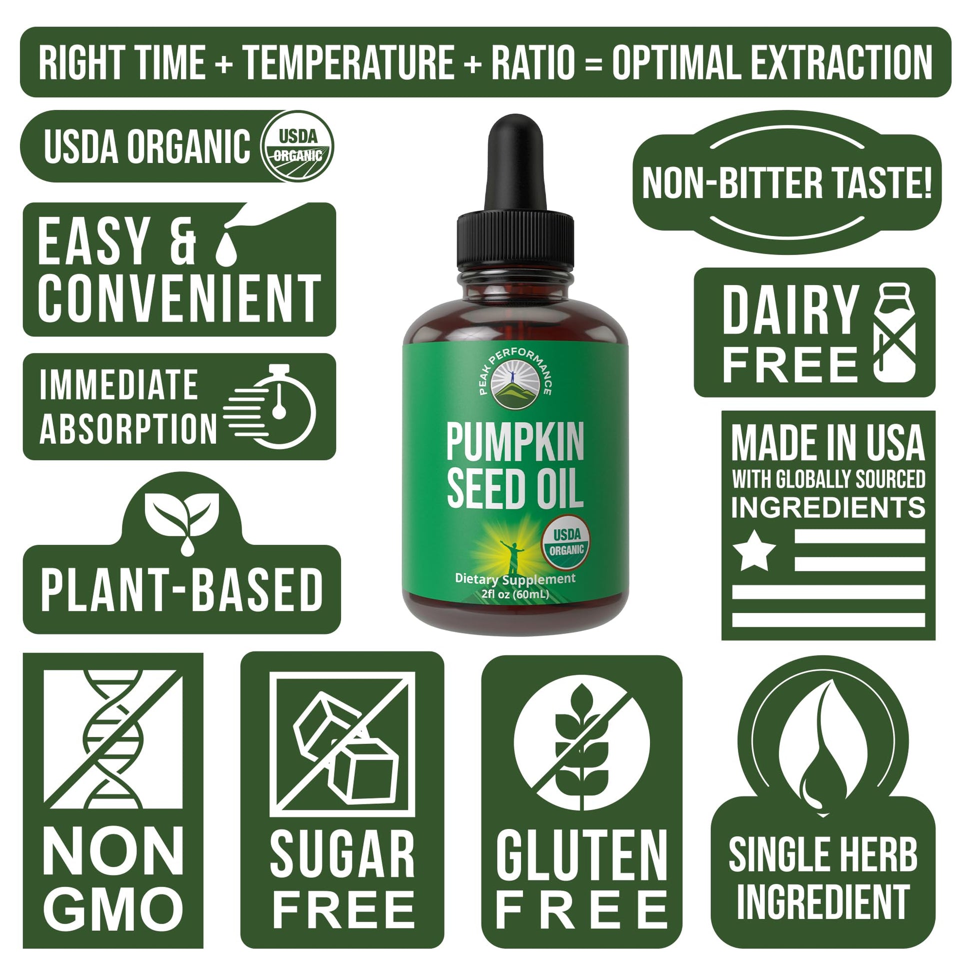 Pumpkin Seed Oil. USDA Organic Vegan Liquid Drops Extract for Women and Men. Supplement for Hair Growth, Skin Health, UT, Prostate Support. Zero Sugar, Gluten Free. Take Orally No Capsules Peak PerformanceAu supplements