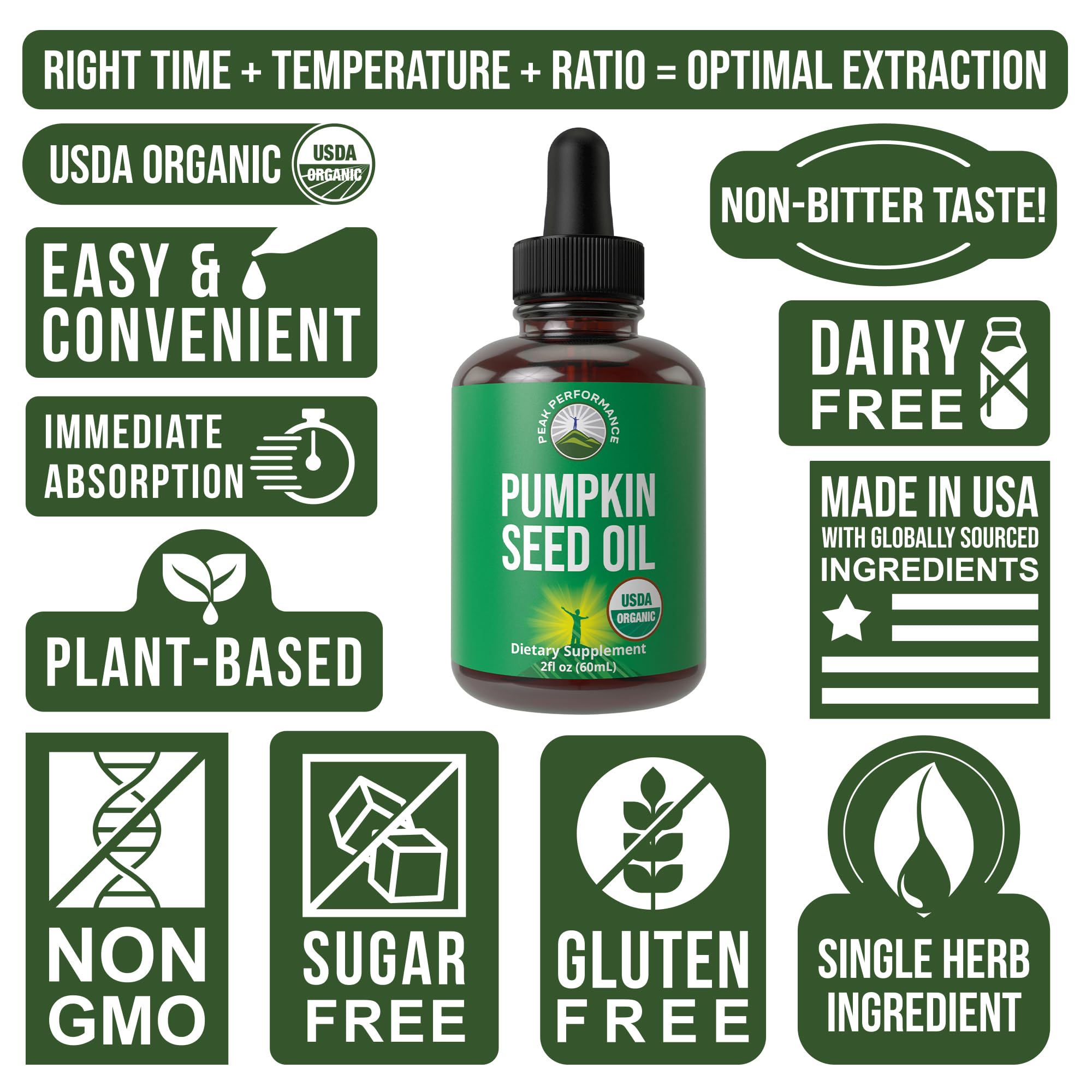 Pumpkin Seed Oil. USDA Organic Vegan Liquid Drops Extract for Women and Men. Supplement for Hair Growth, Skin Health, UT, Prostate Support. Zero Sugar, Gluten Free. Take Orally No Capsules Peak PerformanceAu supplements