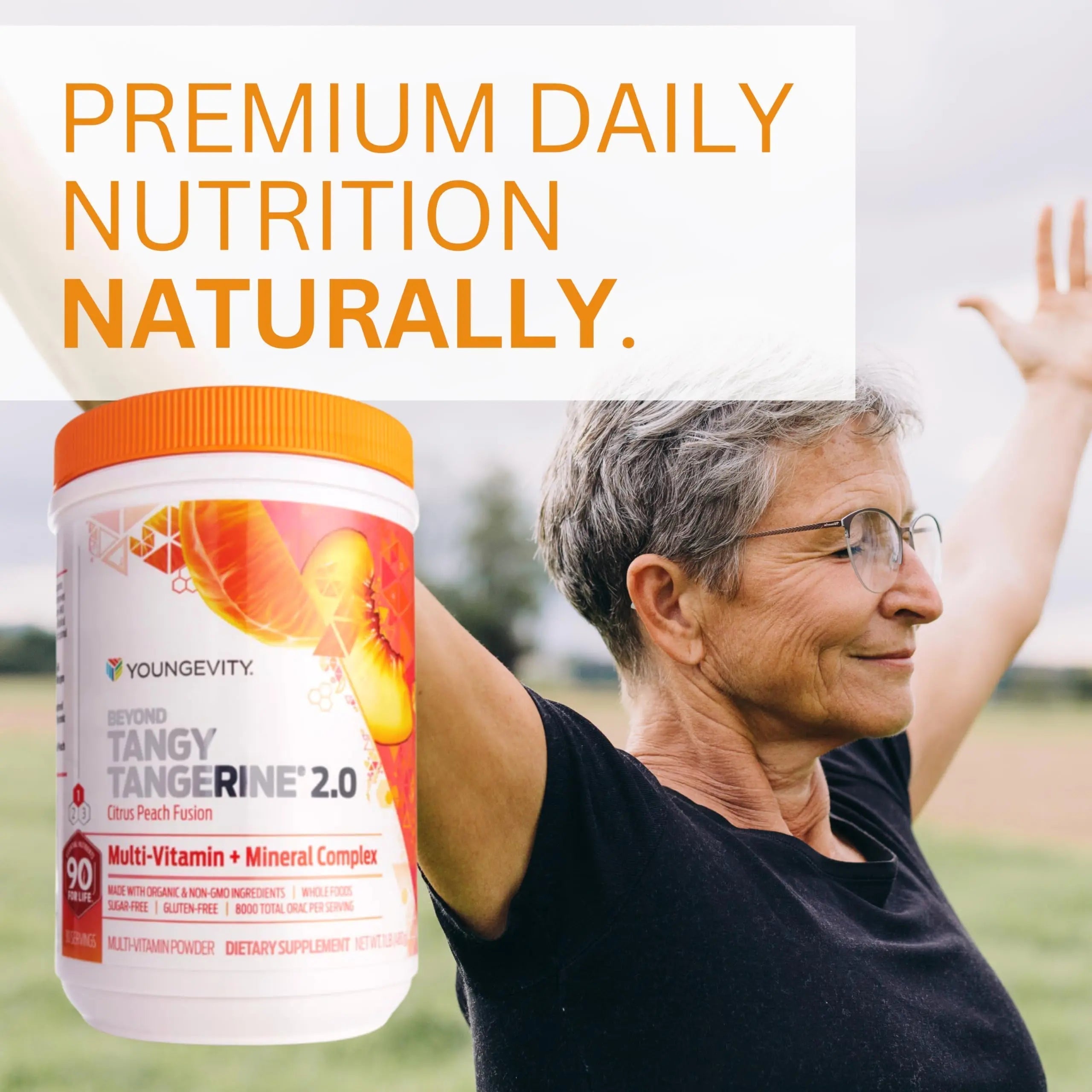 Youngevity Beyond Tangy Tangerine 2.0 Citrus Peach Ultimate Multi-Vitamin & Mineral Complex - Made with Natural & Whole Foods | 8,000 ORAC | 2 Canisters YoungevityAu supplements