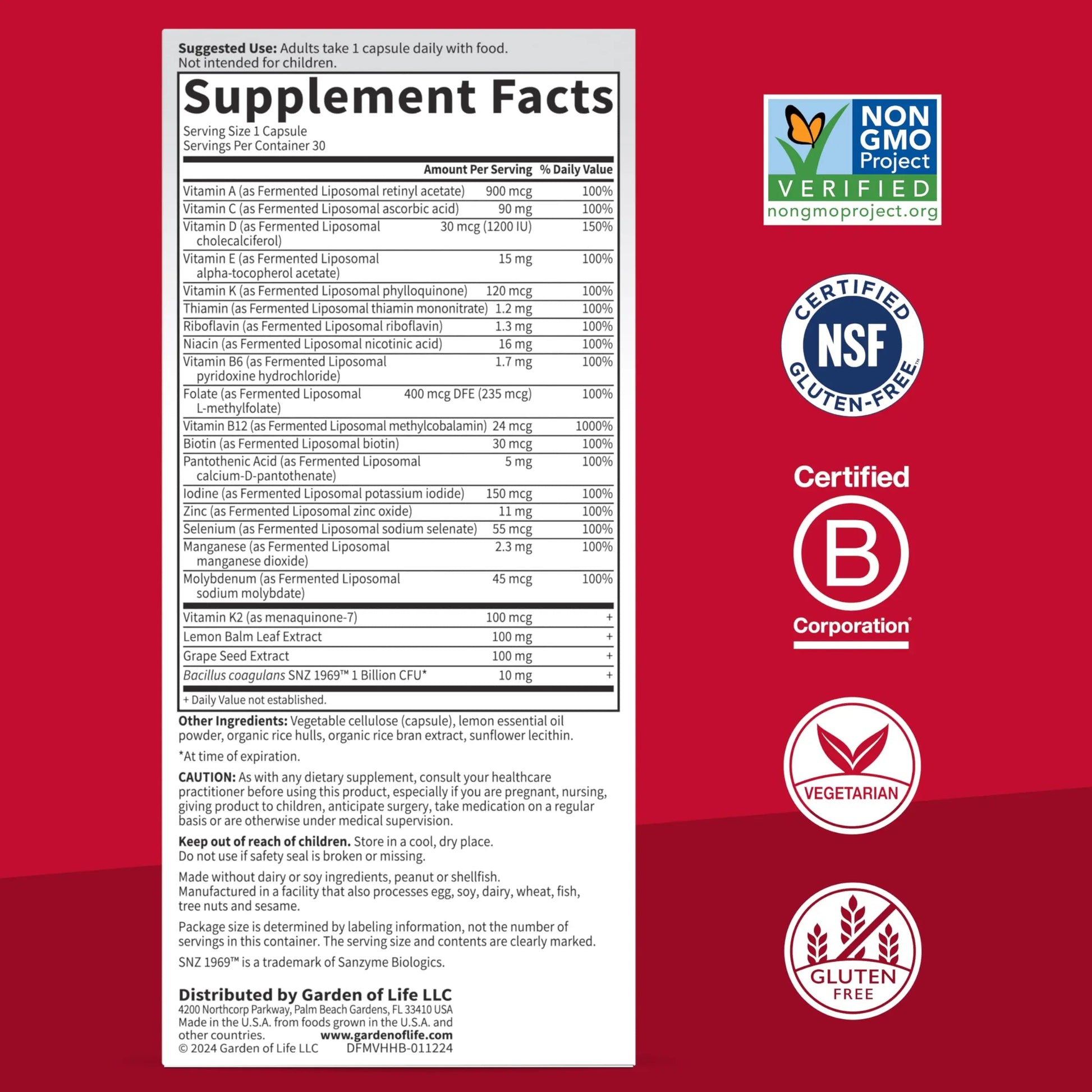 Garden of Life Dr. Formulated Multi+ Heart Health - Fermented Liposomal Multivitamin + Vitamin K2 MK-7, B Vitamins & Probiotics Garden of LifeAu supplements