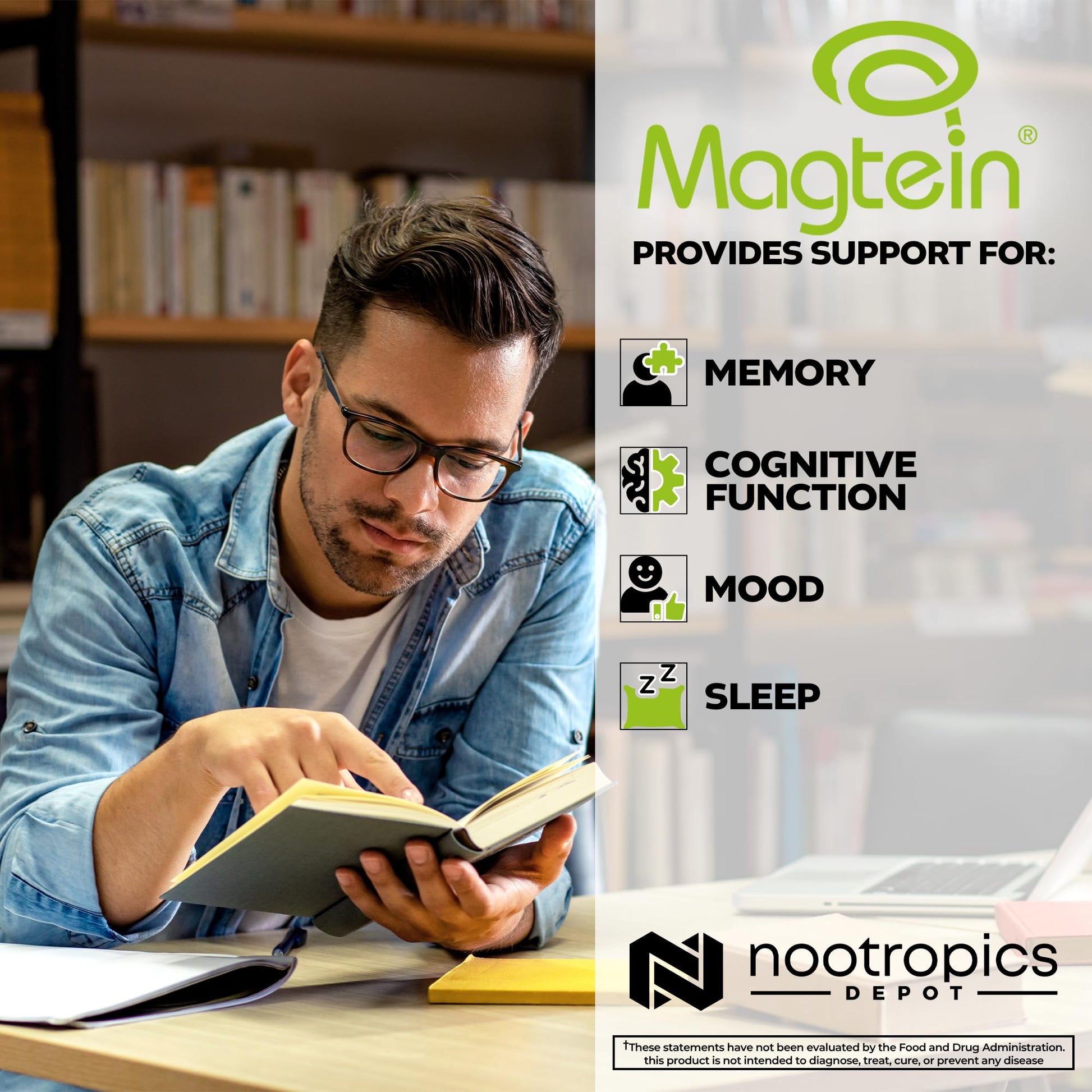 Nootropics Depot Magtein Magnesium L-Threonate Capsules | 90 Count | Mineral Supplement | Natural | Supports Mitochondrial Function | Boosts Energy and Cognitive Function Nootropics DepotAu supplements