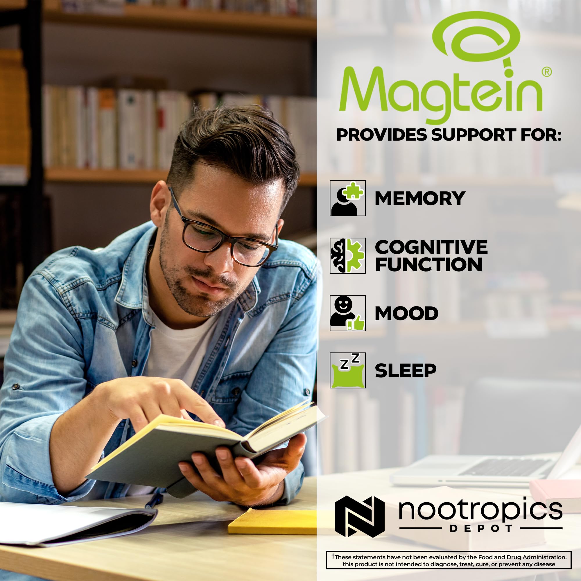 Nootropics Depot Magtein Magnesium L-Threonate Capsules | 90 Count | Mineral Supplement | Natural | Supports Mitochondrial Function | Boosts Energy and Cognitive Function Nootropics DepotAu supplements