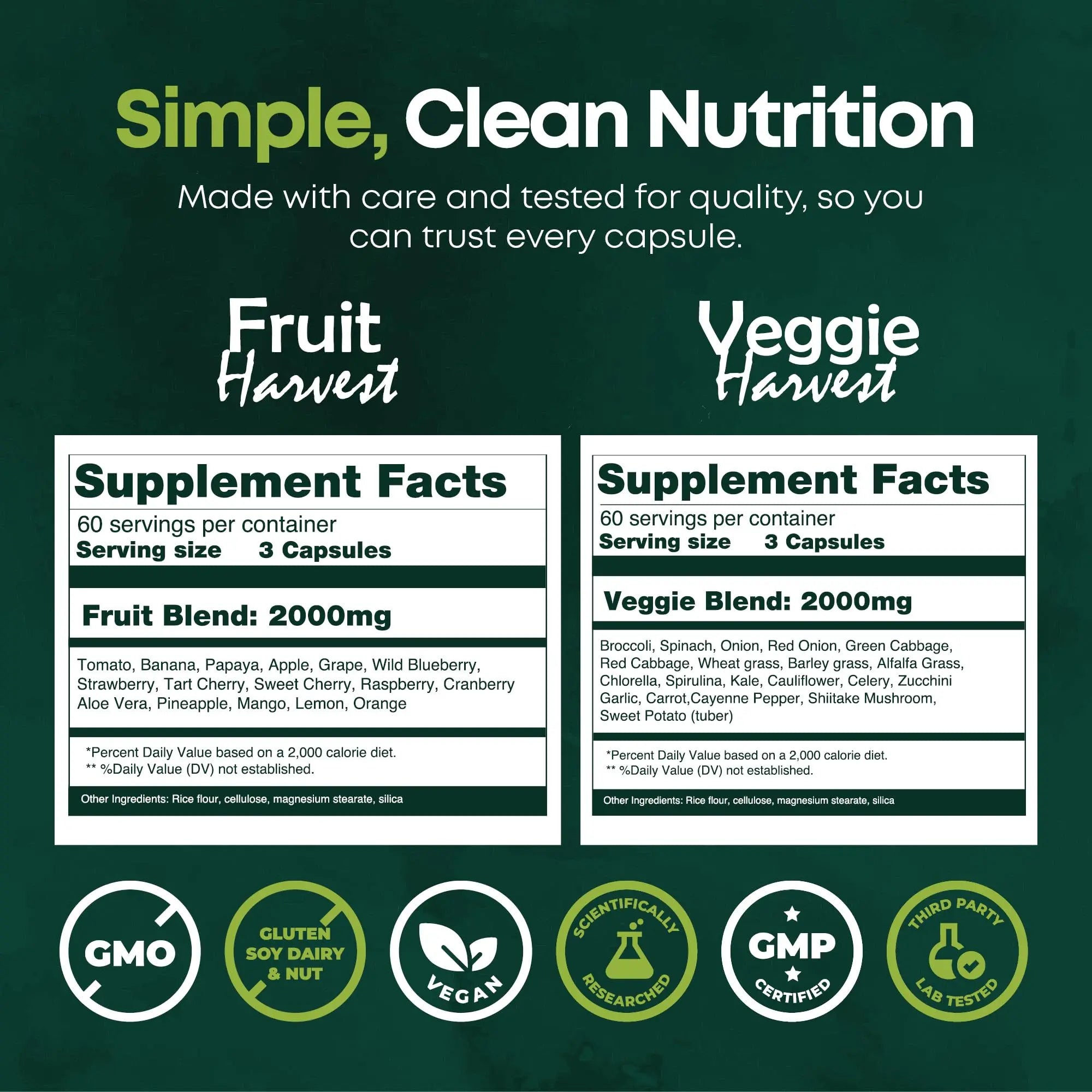 Supermed Research Fruits and Vegetables Supplements – 2 Pack Combination Fruit & Veggies Supplement – Whole Food Vitamins & Minerals for Adults – Superfood Veggie Vitamins for Adults (180 x 2, 360 Ct) Supermed ResearchAu supplements