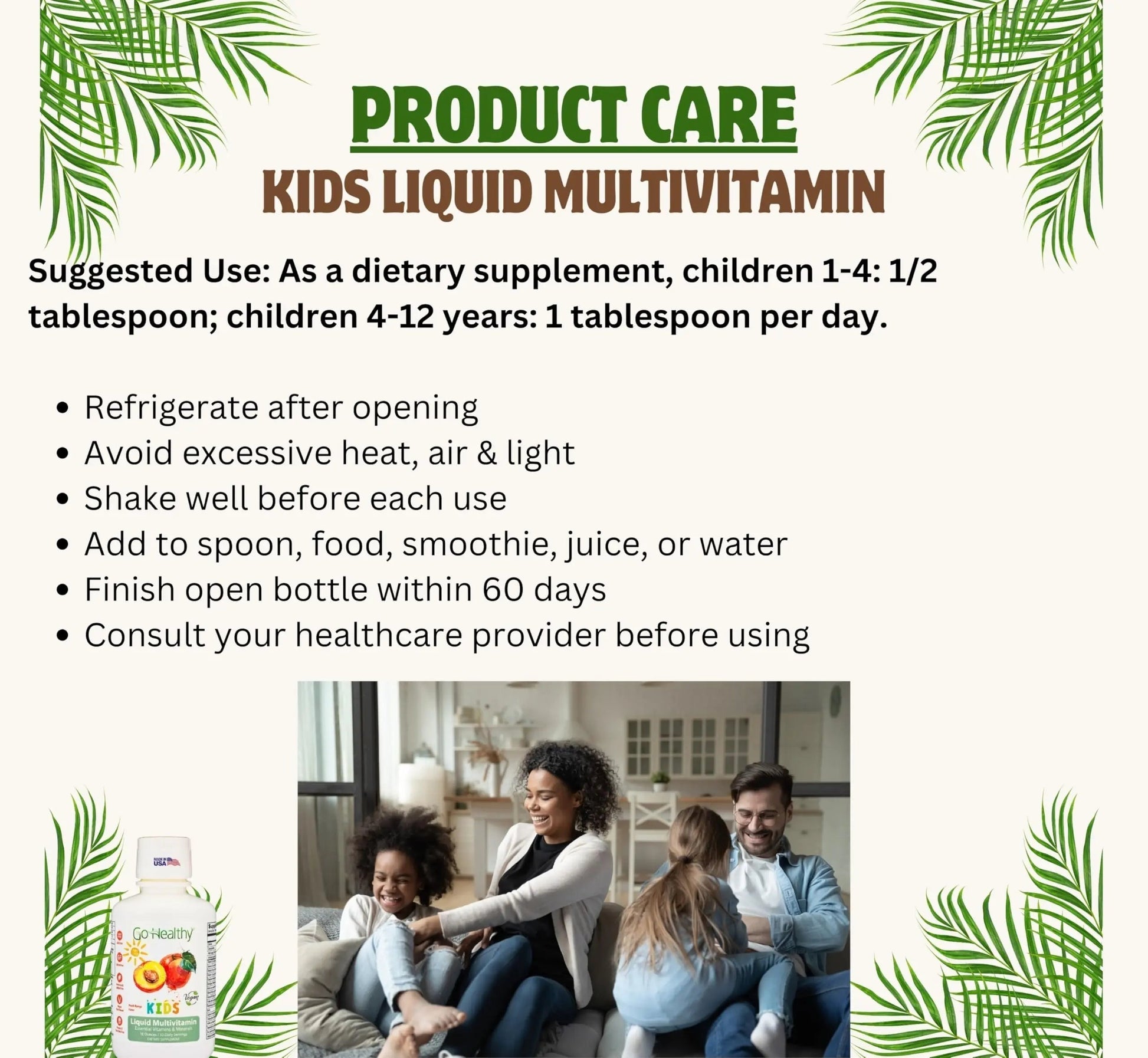 Go Healthy Kids Liquid Multivitamin | Immune Support | Kid Liquid Multivitamins | High Absorption | Vegan Vitamins | Kids Vitamins Multivitamin Go Healthy NaturalAu supplements
