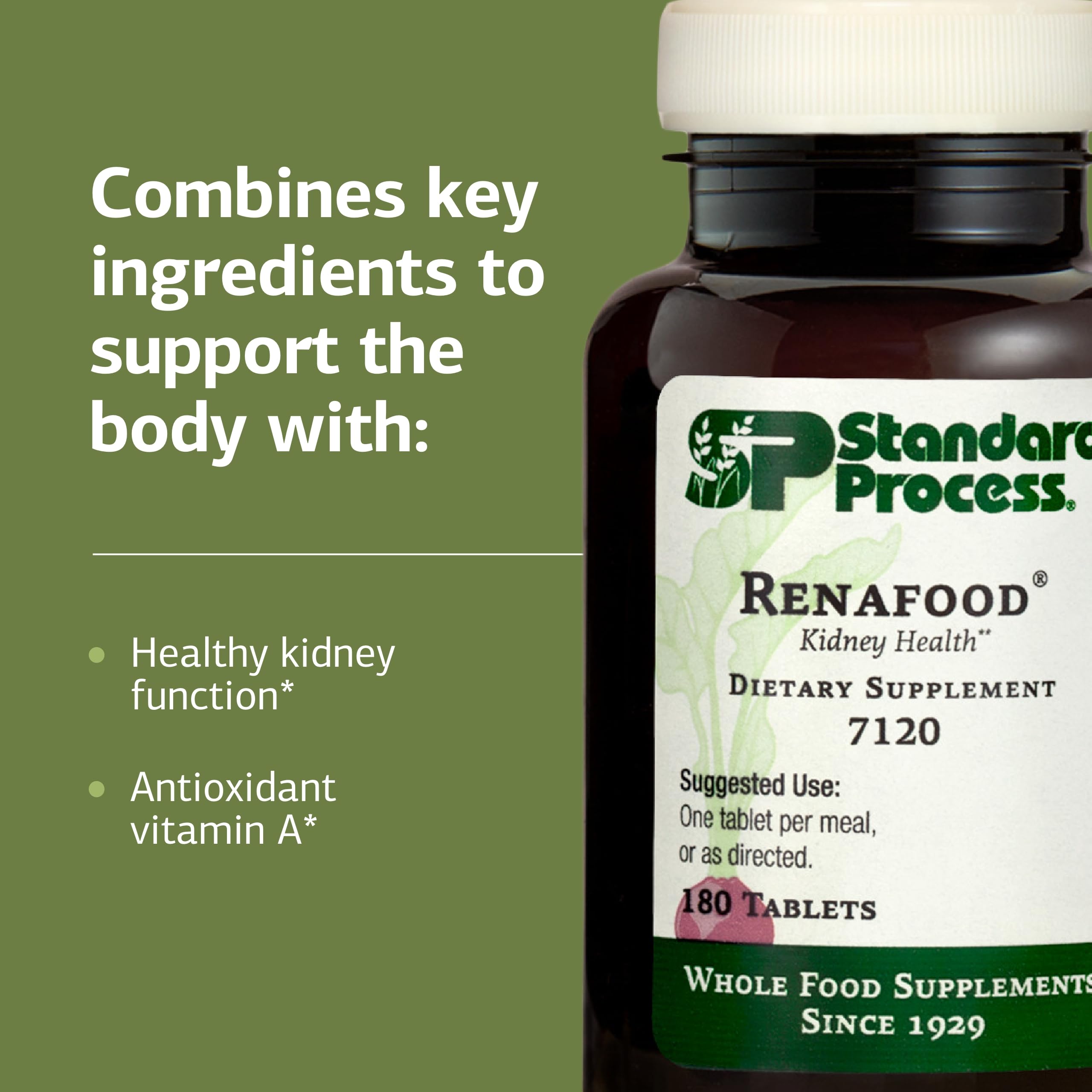 Standard Process Renafood - Supports Healthy Kidney Function & Antioxidant Activity - Contains Vitamins A - Non-Soy - 180 Tablets Standard Process Inc.Au supplements