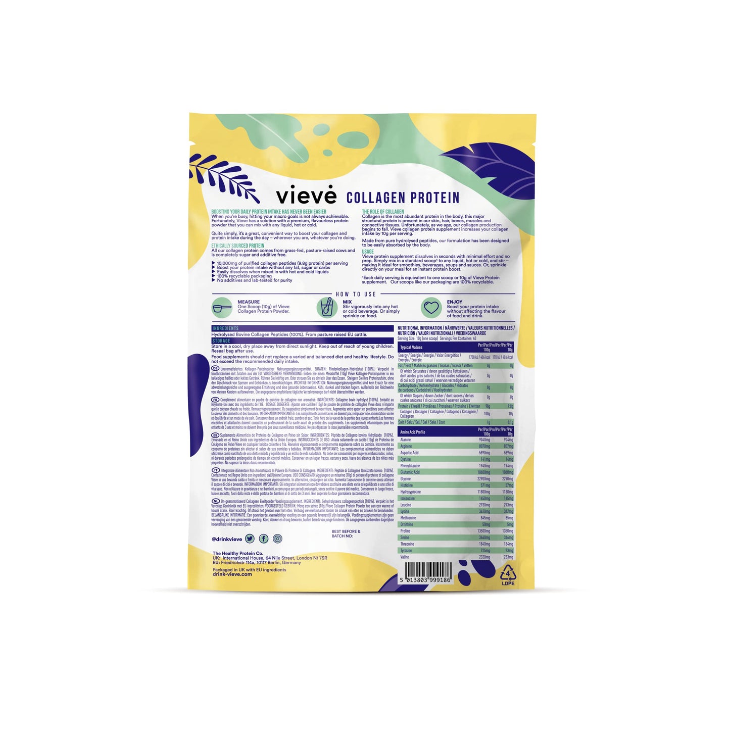 Vieve Collagen Protein Powder - Hydrolysed Bovine Peptides - Diet Support Supplement for Skin, Hair, Nail VieveUS supplements