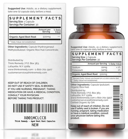 Think Remedy Aged Beet Root Capsules - Beet Pills for Stamina - Organic Beet Root Powder Think RemedyUS supplements