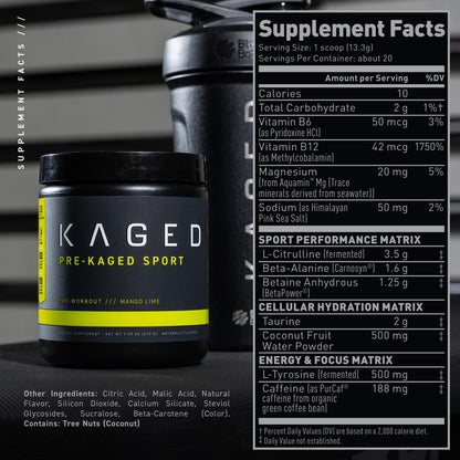 Kaged Pre Sport & Creatine Monohydrate Bundle | Mango Lime Pre + Unflavored Creatine KagedUS supplements
