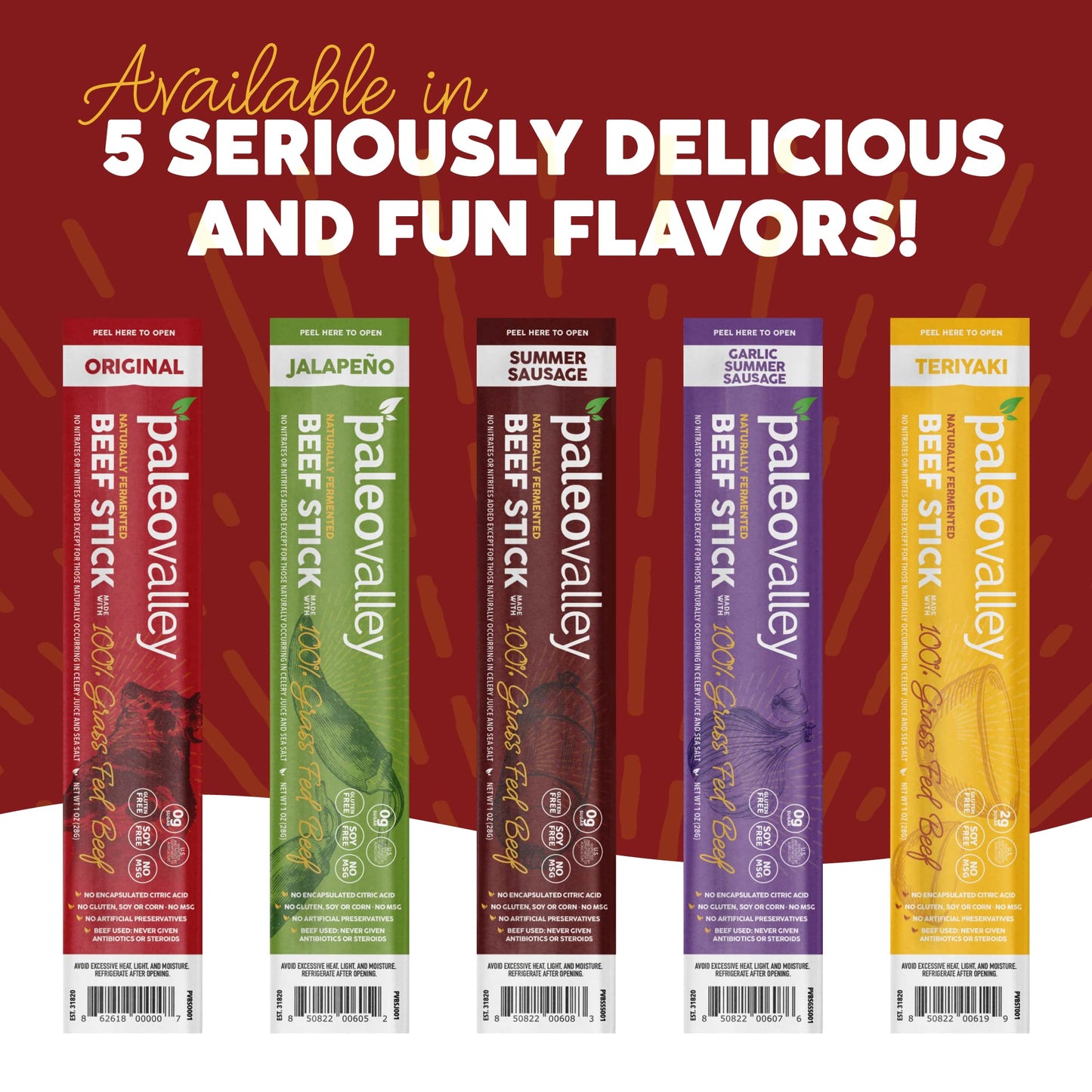 Paleovalley 100% Grass Fed Original Beef Sticks - Delicious Gluten Free Beef Snack - High Protein Keto Friendly PaleovalleyUS supplements