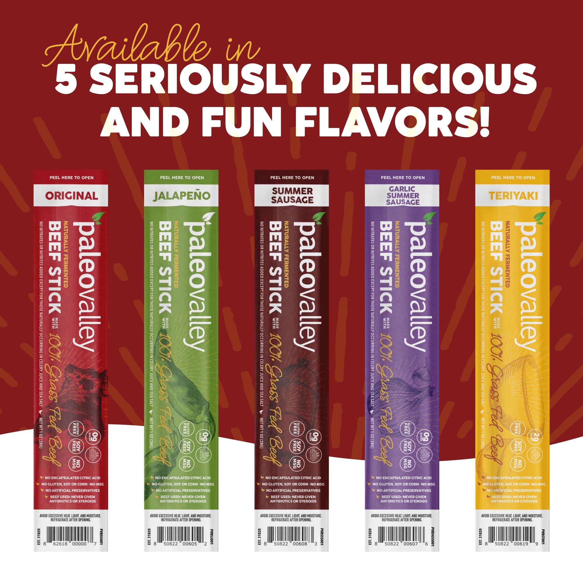 Paleovalley 100% Grass Fed Original Beef Sticks - Delicious Gluten Free Beef Snack - High Protein Keto Friendly PaleovalleyUS supplements