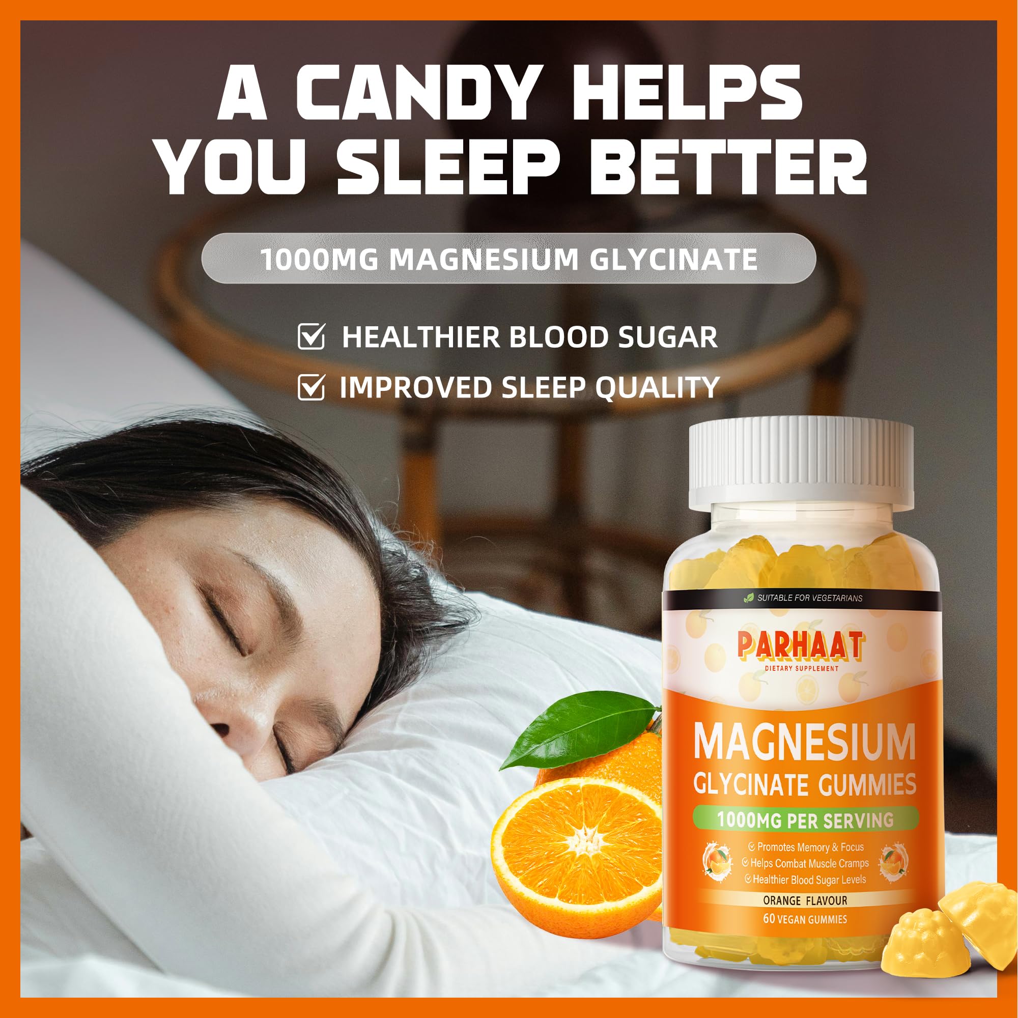 Magnesium Glycinate Gummies 1000mg - Sugar Free Magnesium Potassium Supplement with Vitamin D, B6, CoQ10 for Calm Mood & Sleep Support