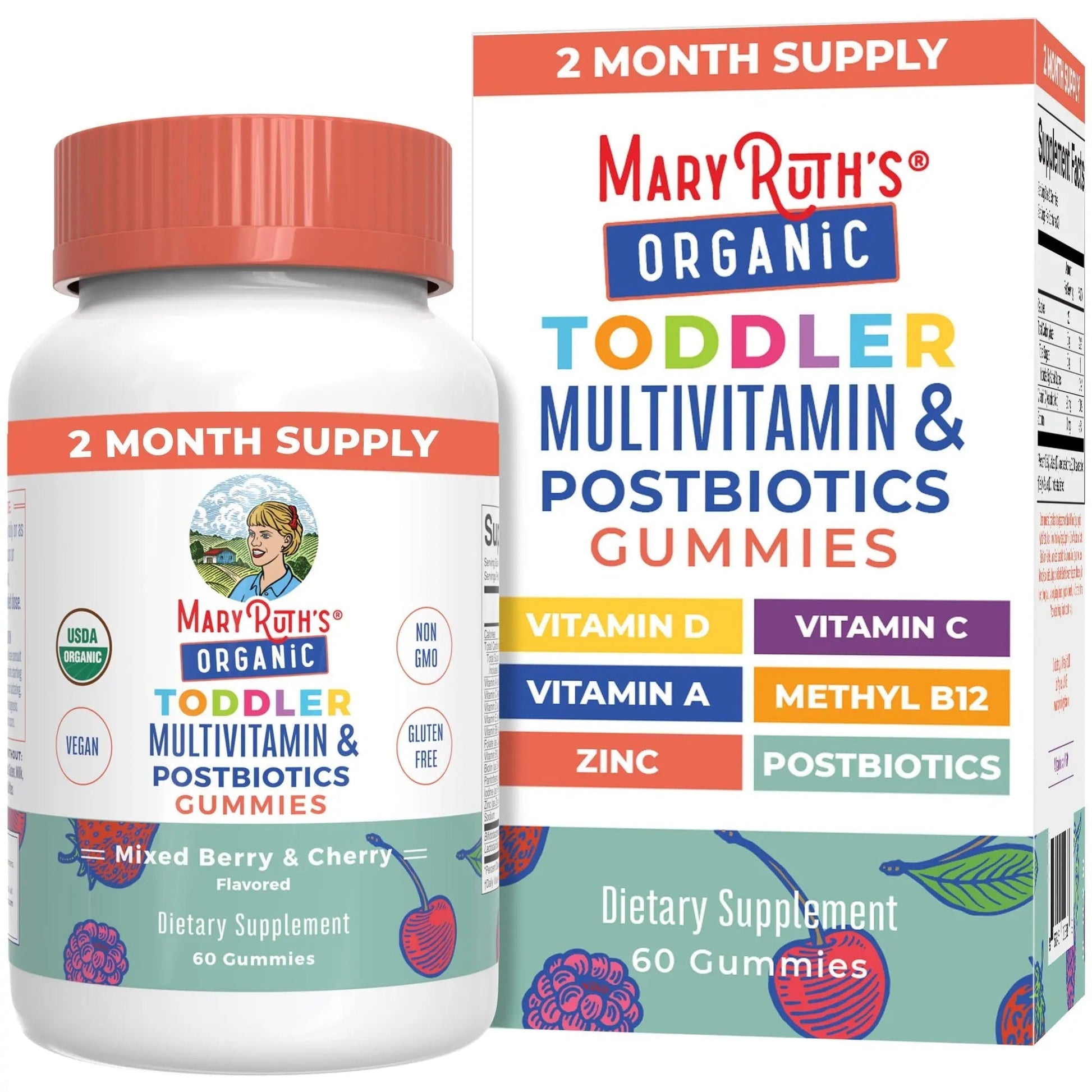 MaryRuth Organics Toddler Multivitamin Gummies + Postbiotics | USDA Organic | Vitamins for Kids Ages 2+ | Immune Support | Vitamin C | MaryRuth OrganicsAu supplements