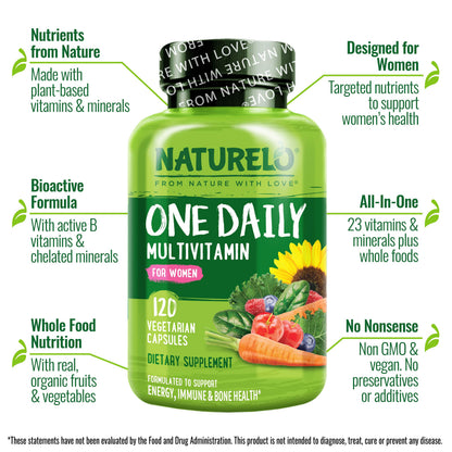 NATURELO One Daily Multivitamin for Women - Energy Support - Whole Food Supplement NATURELOUS supplements