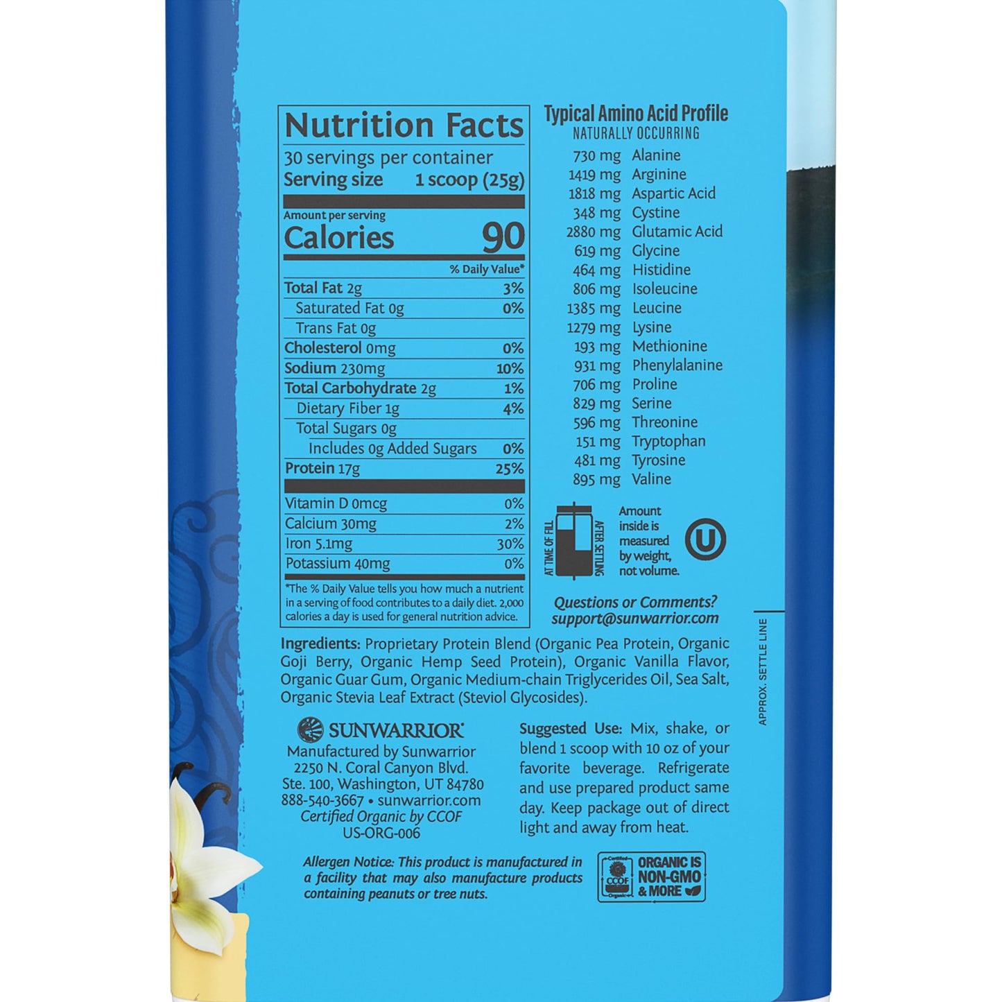 Sunwarrior Vegan Protein Powder Organic Plant-Based Protein | BCAA Amino Acids Hemp Seed Plant Protein | Soy Free Dairy Free Gluten Free Synthetic Free Non-GMO SunwarriorUS supplements