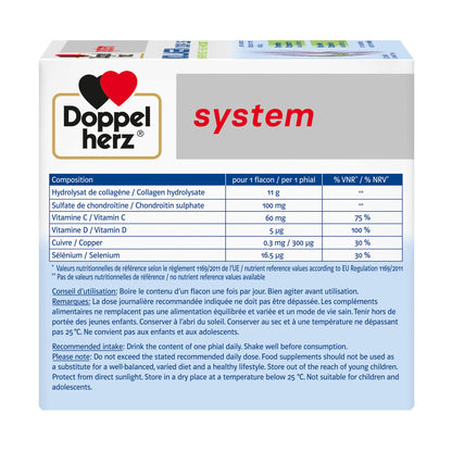 Doppelherz - Kollagen 11000 Plus - Collagen hydrolysate, chondroitin Sulphate, Vitamins C and D and Trace Elements - for Bones, cartilages and tendons - Wild Berry Flavour Liquid- 30 Bottles of 25ml DoppelherzUS supplements