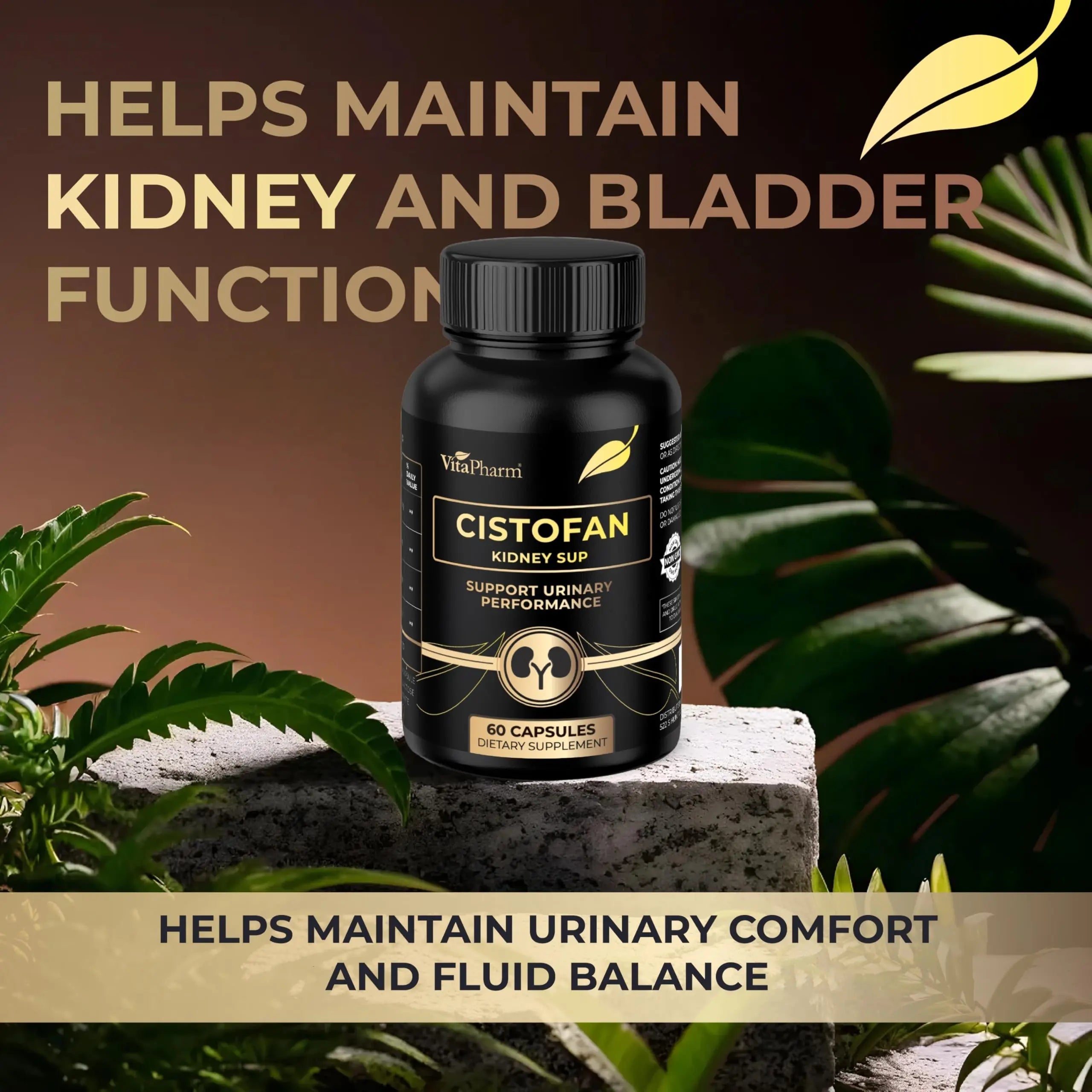 CISTOFAN Kidney Support Supplement – Herbal Formula with Java Tea, Birch Leaf, Parsley & Cranberry – Supports Urinary Tract & Kidney Function – Natural Diuresis – 60 Capsules – Non-GMO – Made in EU VitaPharmAu supplements