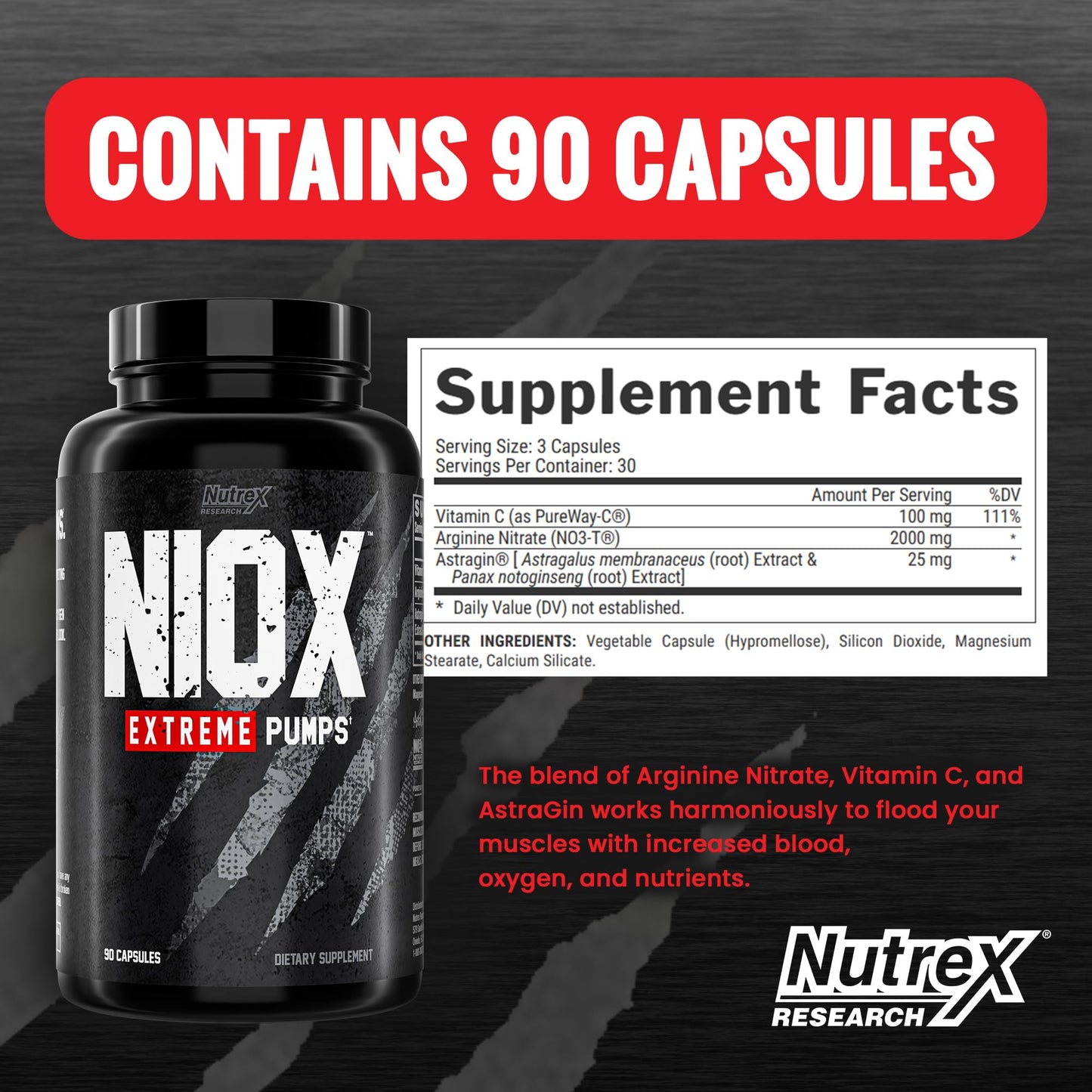 Nutrex Research NIOX Extreme Pumps - 180-Count Pre-Workout Pump Supplement Nutrex ResearchUS supplements