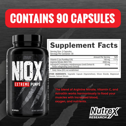 Nutrex Research NIOX Extreme Pumps - 180-Count Pre-Workout Pump Supplement Nutrex ResearchUS supplements