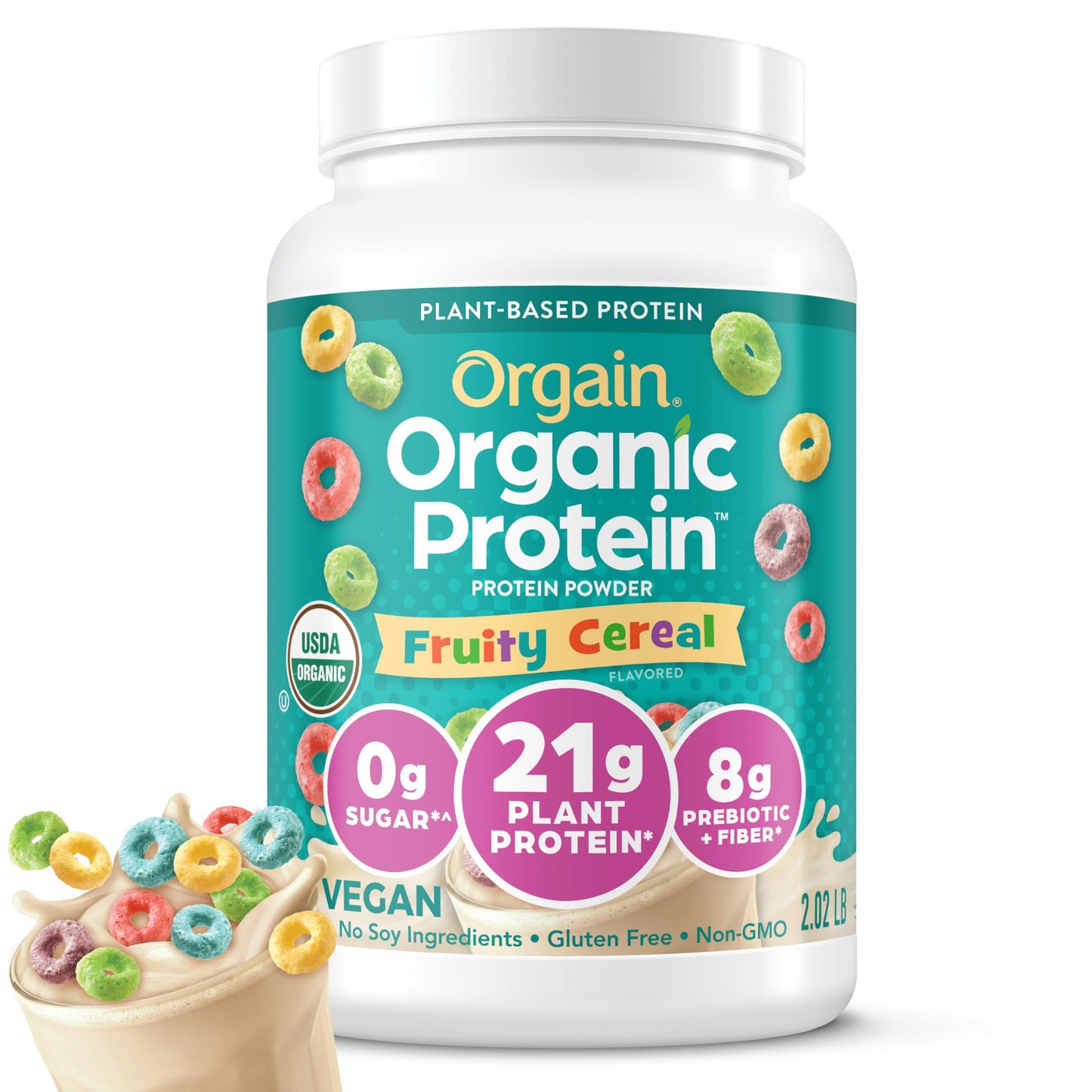 Orgain Organic Vegan Protein Powder, Fruity Cereal - 21g Plant Based Protein, Gluten Free OrgainUS supplements