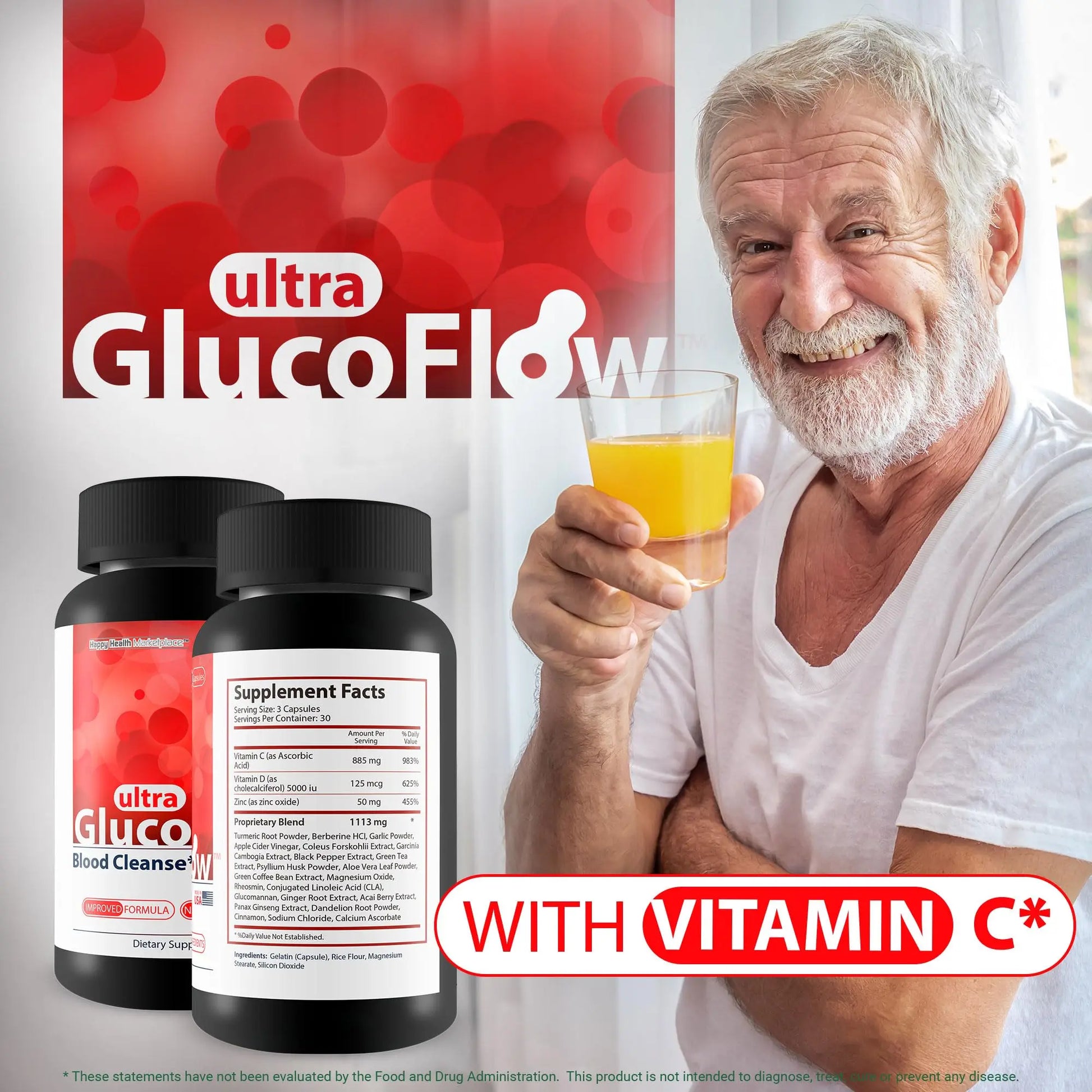 Ultra Gluco Flow - Improved Formula - Our Best Blood Cleanse Detox Cleanse Blood Support Pills - Blood Health Blood Circulation Pills Detox Cleanse Blood Gluco Bio Sweet Relief Glycogen Support Happy Health Marketplacenz supplements