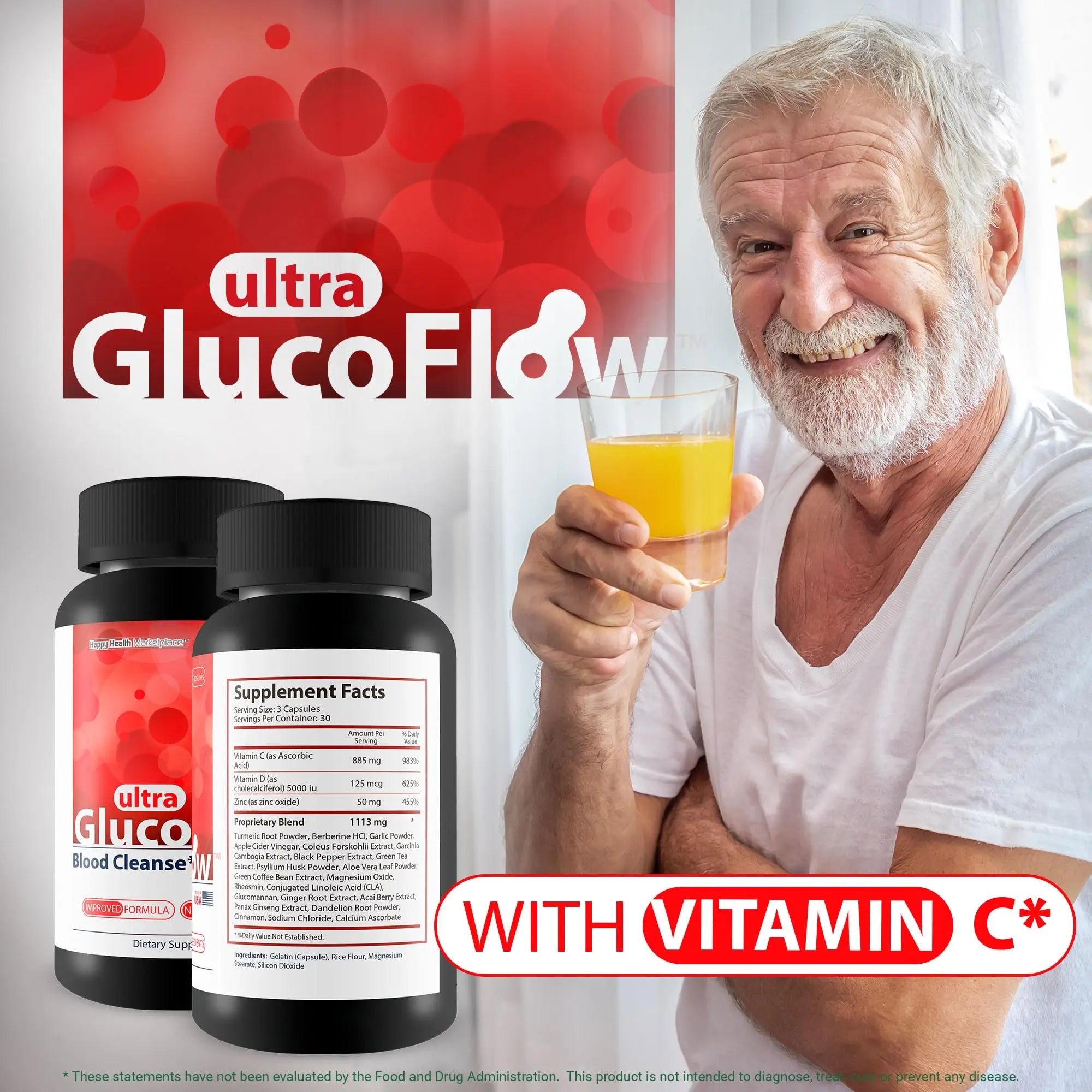 Ultra Gluco Flow - Improved Formula - Our Best Blood Cleanse Detox Cleanse Blood Support Pills - Blood Health Blood Circulation Pills Detox Cleanse Blood Gluco Bio Sweet Relief Glycogen Support Happy Health Marketplacenz supplements