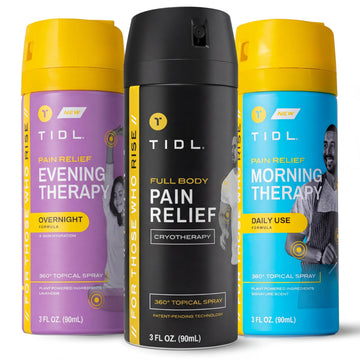 TIDL Pain Relief Spray Bundle – Morning, Cryotherapy & Evening Therapy – 3 x 3oz Sprays for Muscle, Joint, Neck, Back & Knee Pain Relief – Plant-Based Menthol Day & Night Care TIDLAu supplements