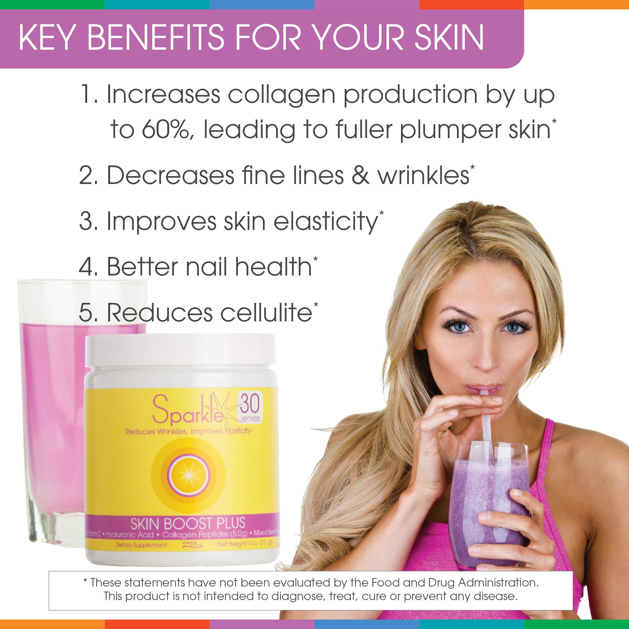 Hydrolyzed Collagen Powder - Sparkle Skin Boost Plus (Tropical Coconut Pineapple) Sparkle CollagenUS supplements