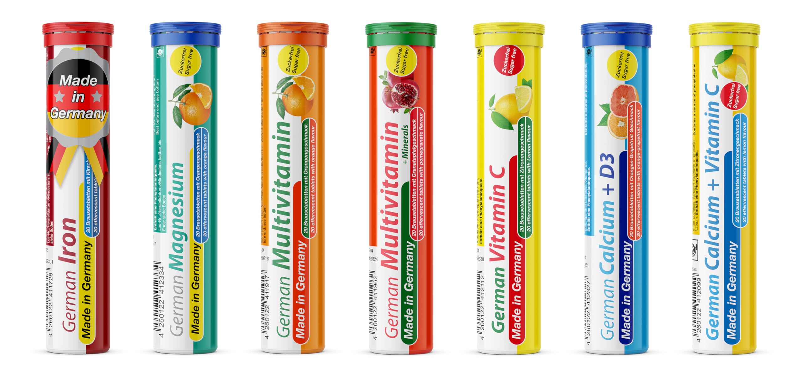 T&D German Vitamin, Minerals - 140 Vegan/Vegetarian Drink Effervescent Tablets - Mixed Fruit Flavor Box - Made in Germany T&DAu supplements