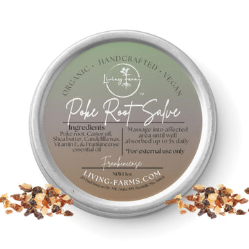 Organic Poke Root & Castor Oil Salve | Vegan Lymphatic Support | Enriched with Essential Oils | Cysts, Boils, Fibroids, Swollen Lymph Nodes, Breast & Joint (1oz, Frankincense) Living FarmsAu supplements