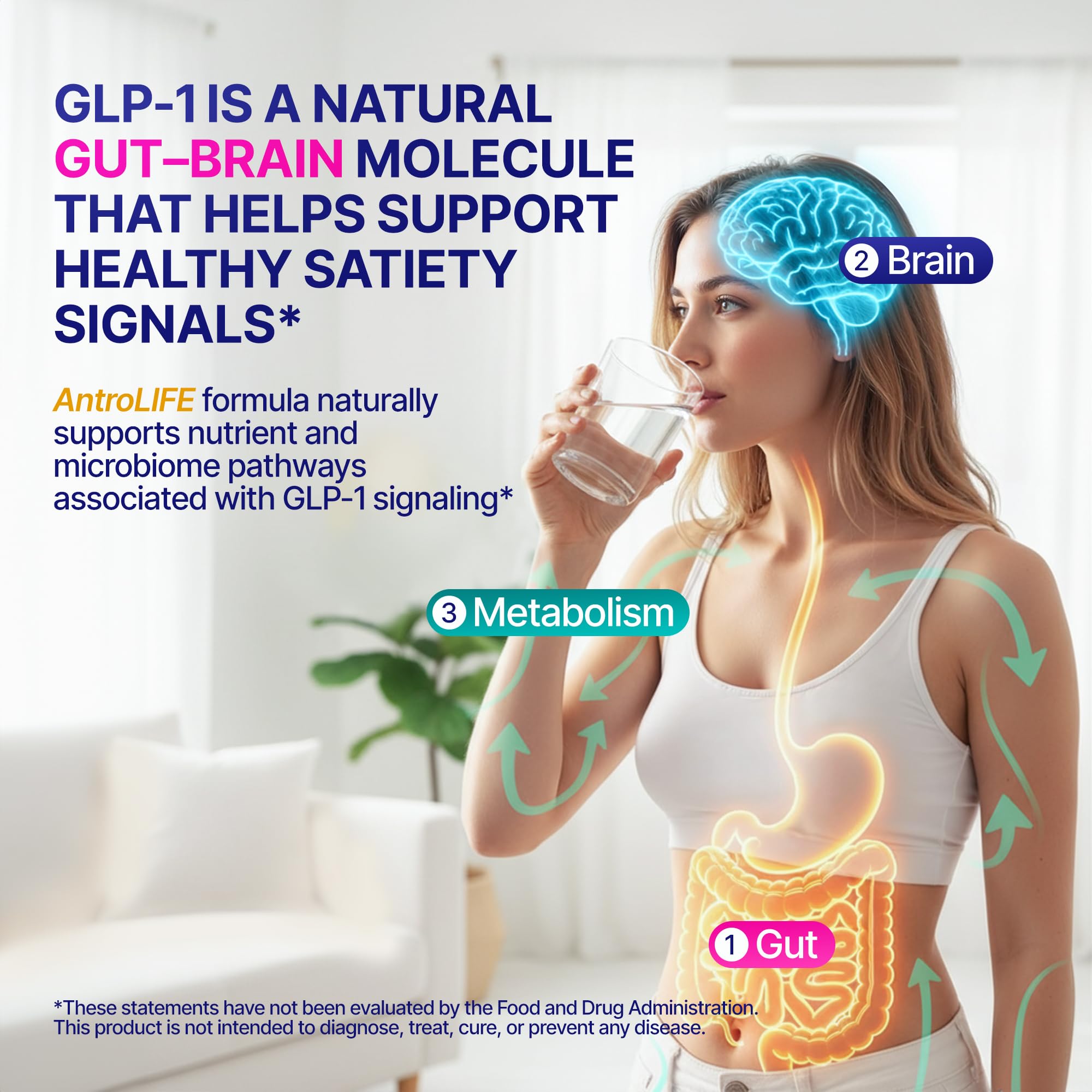 GLP-1 Support – Akkermansia Postbiotic 10B TFU + Berberine HCl 250 mg | 18-Ingredient System | Appetite, Mood & Metabolic Support | Inulin-Free | Saffron, NAD+ Cofactors | 3 Pack | 90-Day Supply ANTROLIFEAu supplements