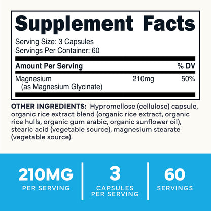 Type Zero Magnesium Glycinate (210mg | 180 Capsules) Pure, Non-GMO, Gluten Free, Natural High Absorption Magnesium Supplement Type ZeroUS supplements