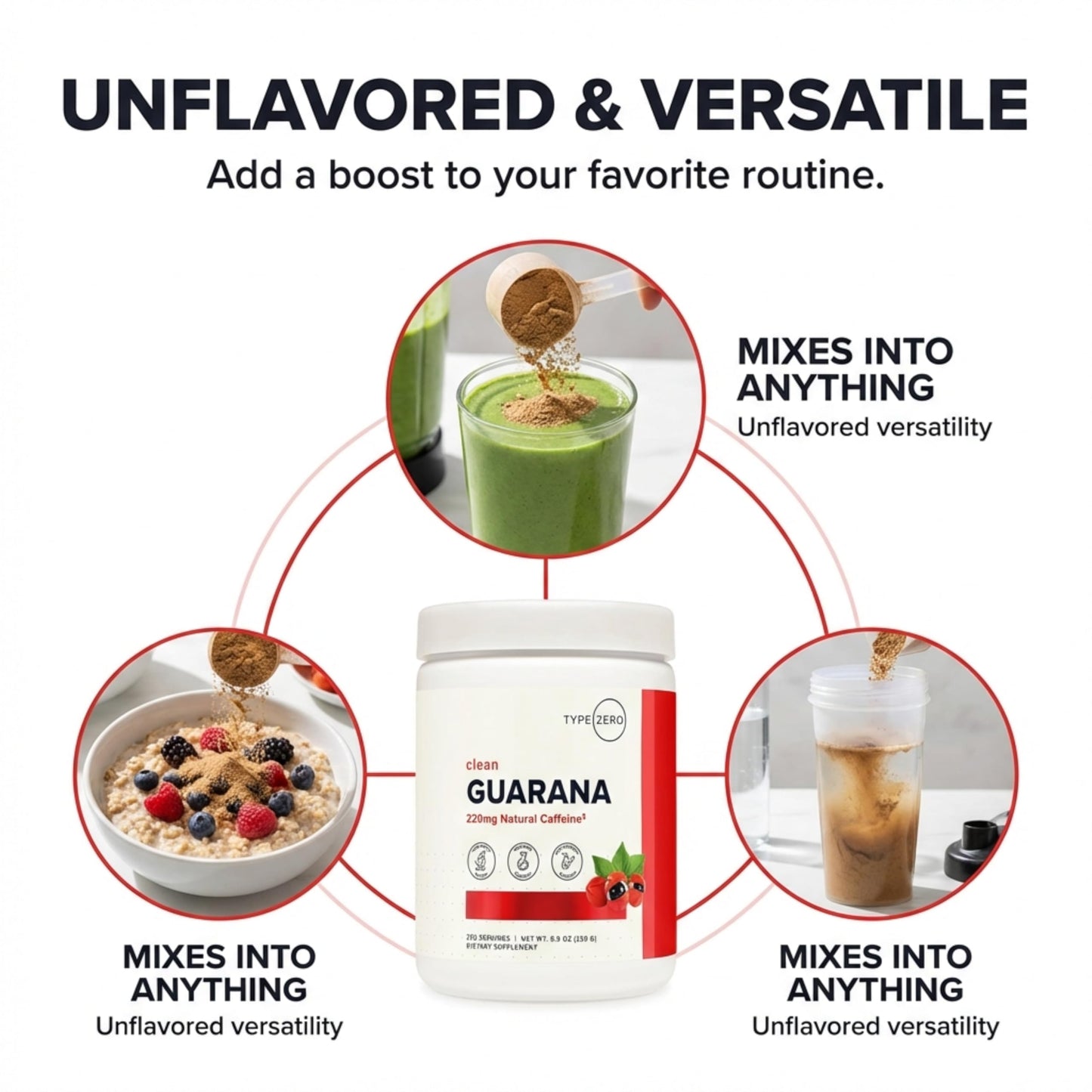 Type Zero Clean Guarana Powder Drink Mix (250 Servings, Unflavored) - 220 MG Caffeine Per Serving, Natural Caffeine, Non GMO, Gluten Free Type ZeroUS supplements