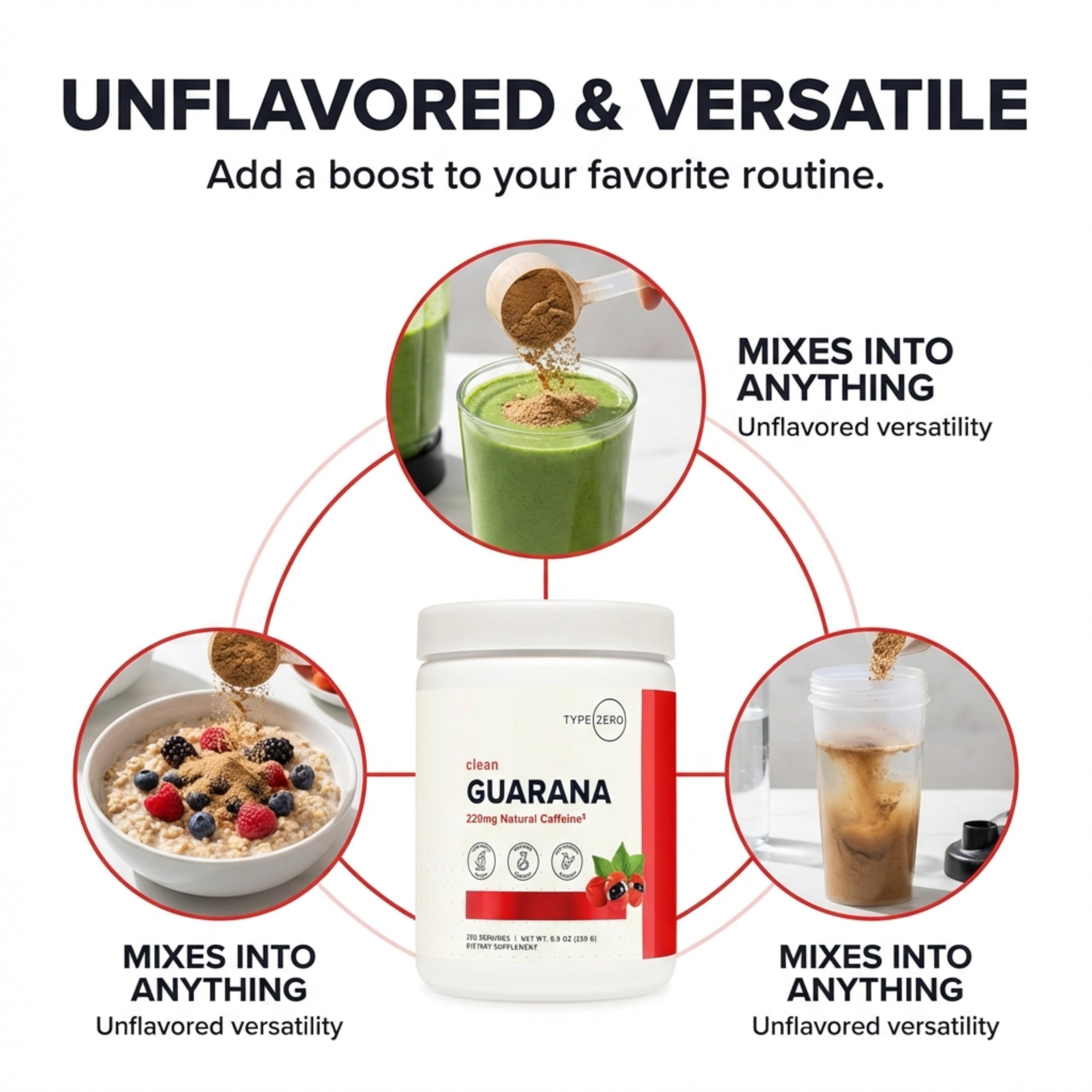 Type Zero Clean Guarana Powder Drink Mix (250 Servings, Unflavored) - 220 MG Caffeine Per Serving, Natural Caffeine, Non GMO, Gluten Free Type ZeroUS supplements