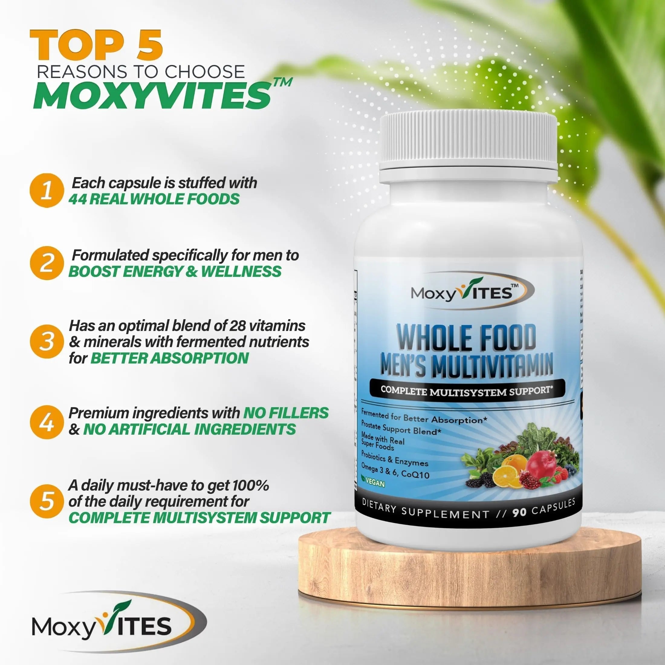 Methylated Mens Multivitamins - Daily Mens Vitamins with 44 Organic Whole Food - Multivitamin for Men with Iron & Fermented Nutrients MoxyVitesAu supplements