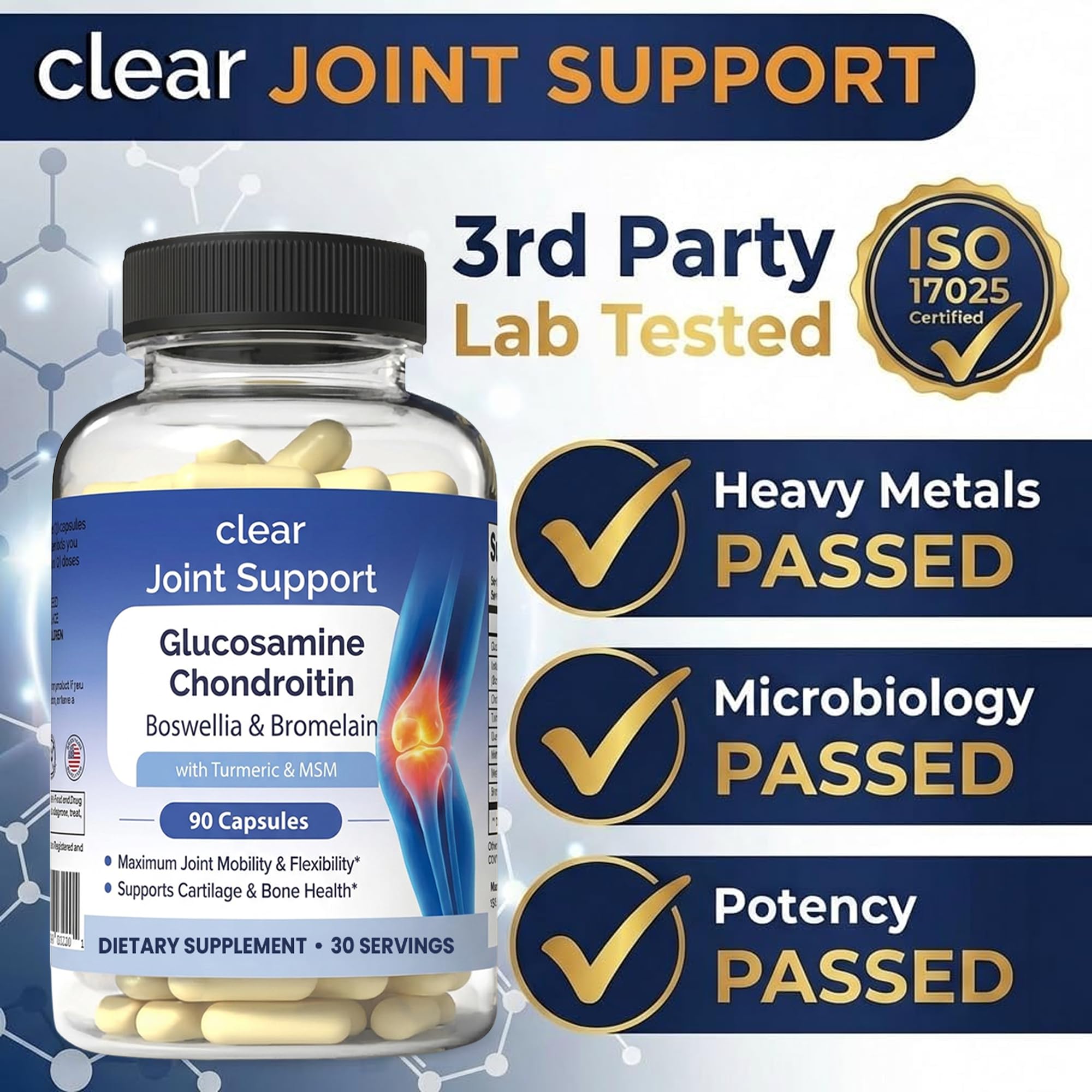 Glucosamine Chondroitin MSM with Turmeric & Boswellia 540 Capsules | 8-in-1 Joint Support Supplement for Flexibility & Mobility | Joint Supplement for Men & Women – Supports Back, Knees, Hips & Joints Clear ProbioticsAu supplements