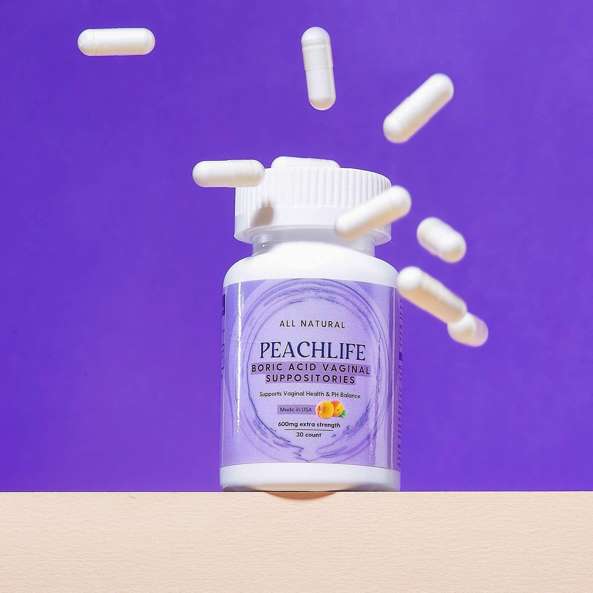 Peachlife Boric Acid Suppositories and Small Soft Menstrual Cup with Ring Pull PeachlifeAu supplements
