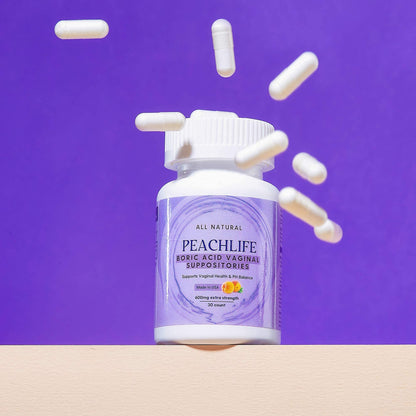 Peachlife Boric Acid Suppositories and Small Soft Menstrual Cup with Ring Pull PeachlifeUS supplements