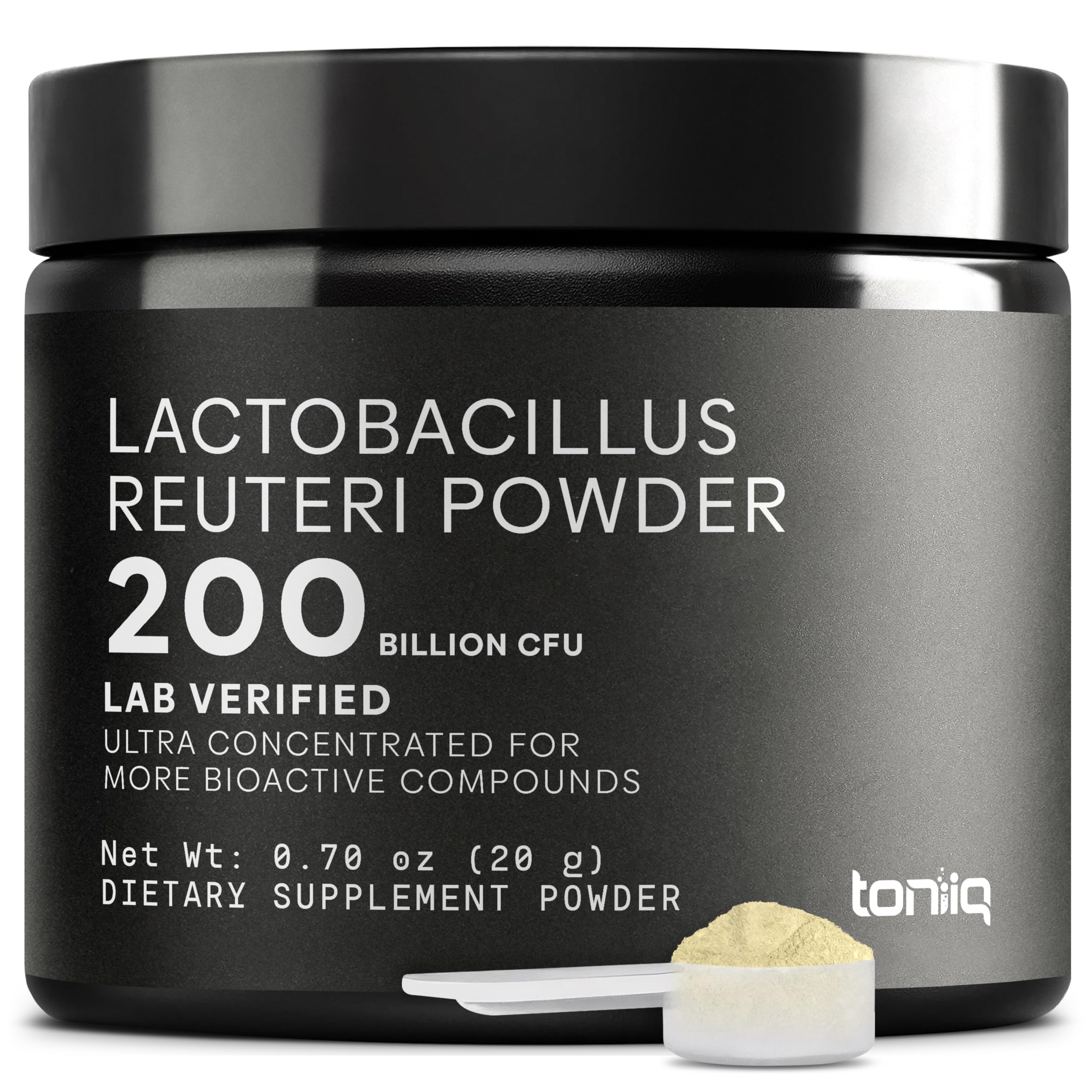 Lactobacillus Reuteri Powder – Ultra High Strength 200 Billion CFU Probiotic L Reuteri Supplement and Yogurt Starter – Third Party Tested Pure Single-Strain– Shelf-Stable – 20g ToniiqAu supplements