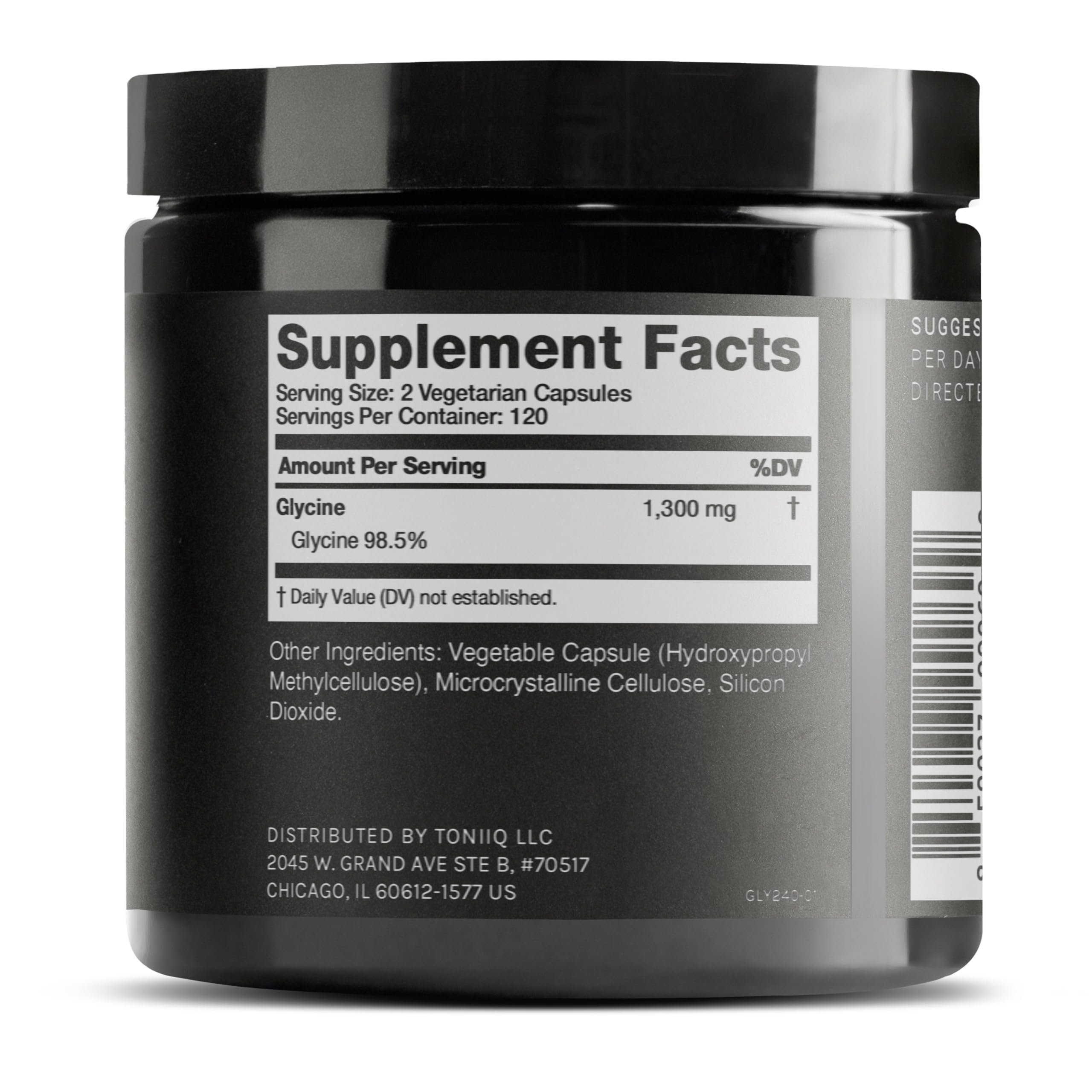 Toniiq 1300mg Glycine Supplements - 4 Month Supply - Min. 98.5%+ Tested Purity - Ultra High Strength and Bioavailable Glycine Powder Supplement - 240 Vegetarian Glycine Capsules - 120 Servings ToniiqAu supplements