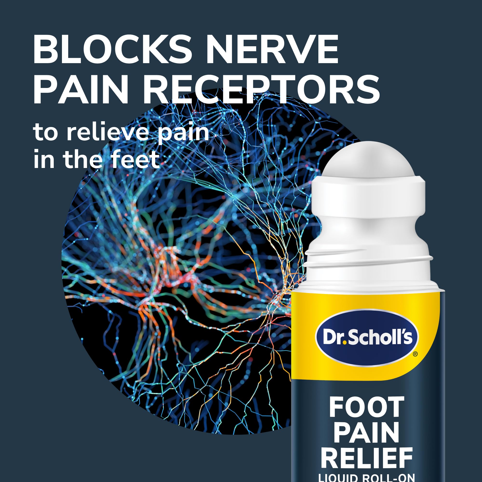 Dr. Scholl's Foot Pain Relief Liquid ROLL-ON, 3.0 oz // Clinically Tested 12-Hour Pain Relief - Penetrates Tough Nerve Pain - Works in 5 Minutes - Non-Greasy - with Lidocaine & Menthol Dr. Scholl'sAu supplements