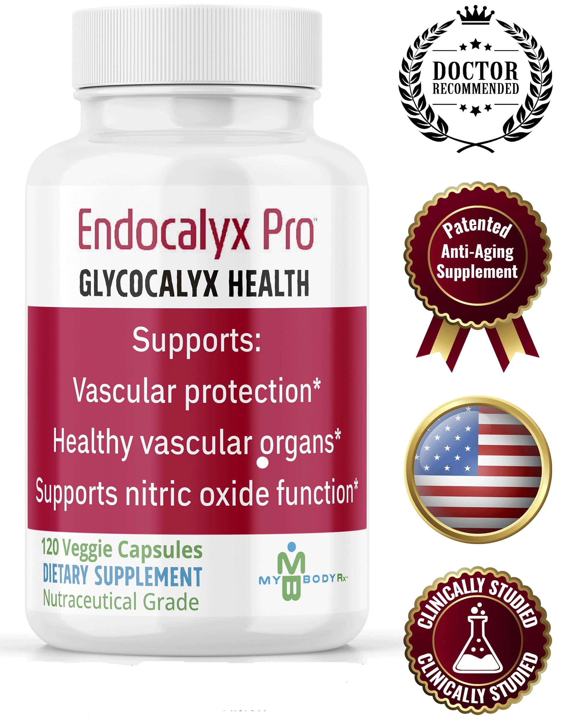 MYBODYRX Endocalyx Pro Supplement – Endothelial Glycocalyx Support 120 Capsules - Vascular & Microcirculation Health – Clinically-Studied – Patented – Supports Nitric Oxide Functions MYBODYRXAu supplements