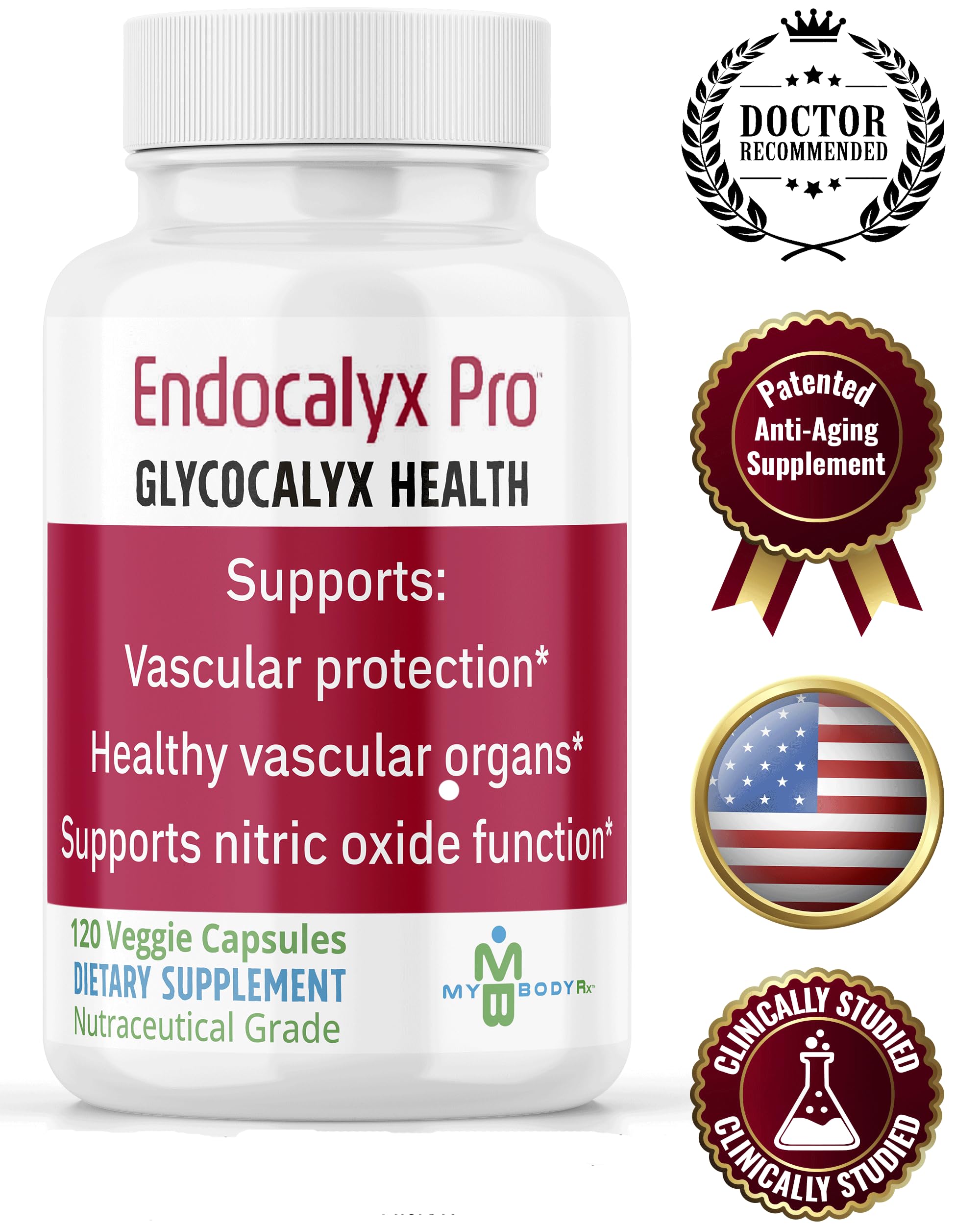 MYBODYRX Endocalyx Pro Supplement – Endothelial Glycocalyx Support 120 Capsules - Vascular & Microcirculation Health – Clinically-Studied – Patented – Supports Nitric Oxide Functions MYBODYRXAu supplements