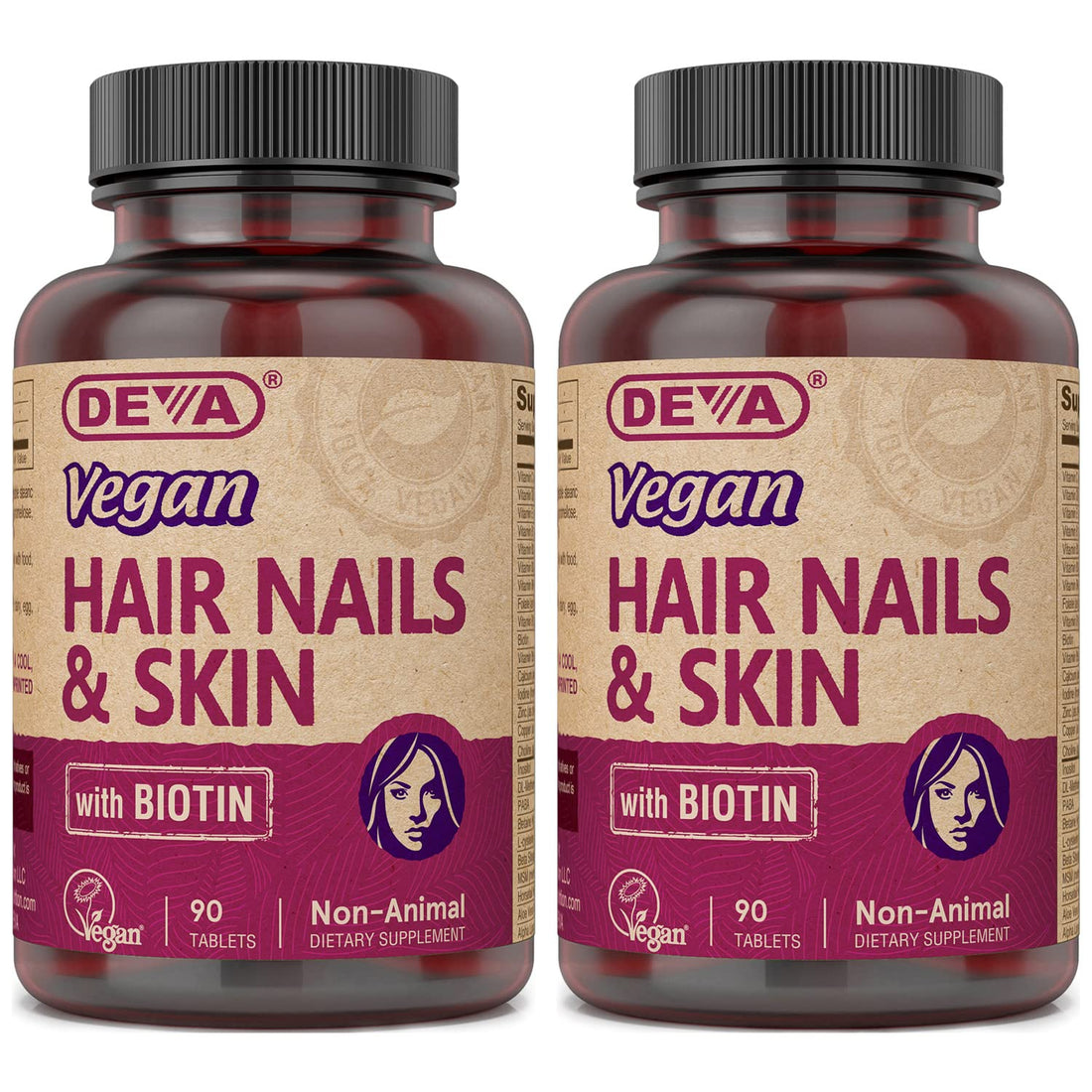 DEVA Vegan Vitamins Hair, Nails & Skin Supplement with 500 mcg of Biotin Per Tablet 90 Tablets (Pack of 2) DEVAAu supplements
