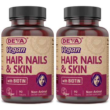 DEVA Vegan Vitamins Hair, Nails & Skin Supplement with 500 mcg of Biotin Per Tablet 90 Tablets (Pack of 2) DEVAAu supplements